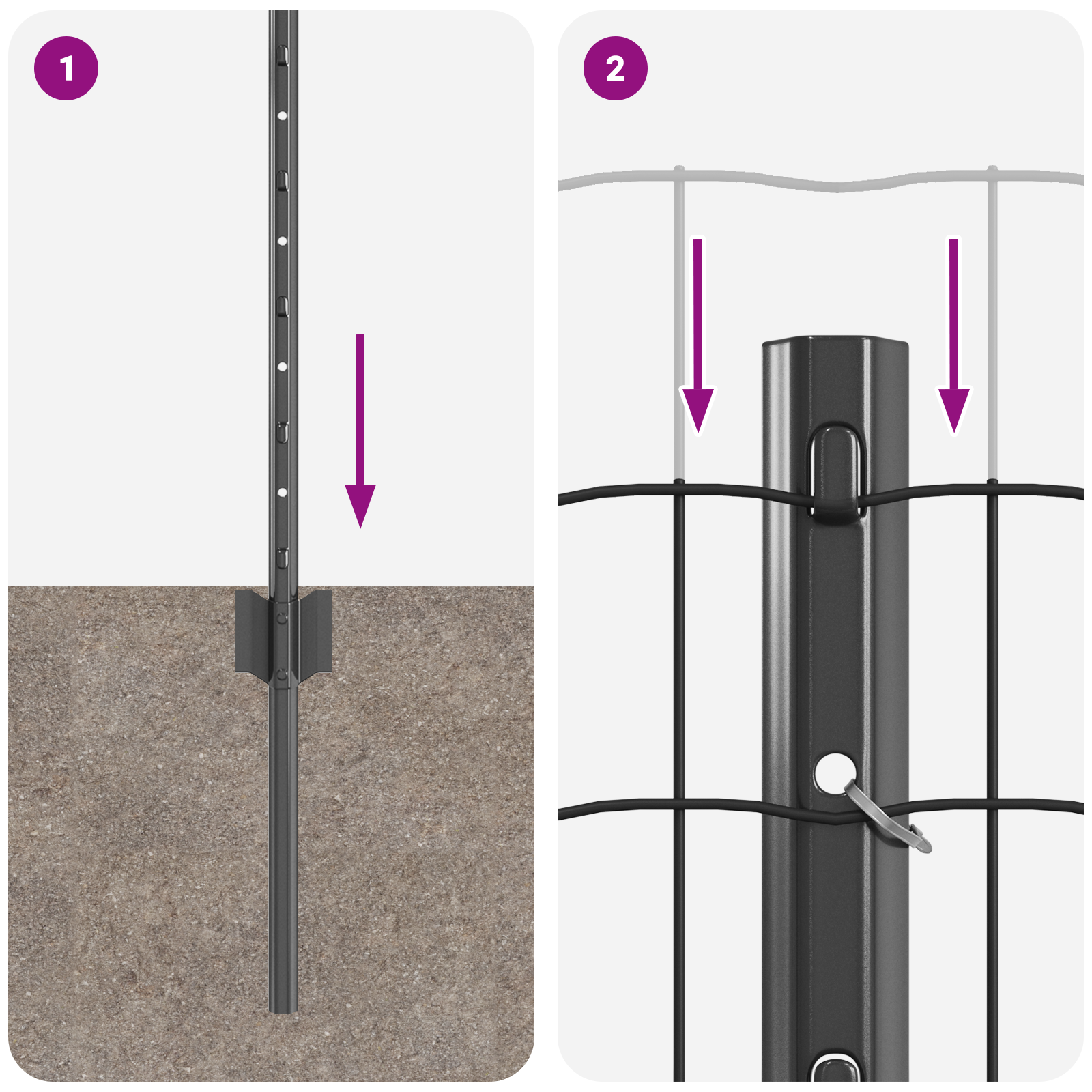 Euro Fence with 5 U Posts Grey 0.6x10 m Steel - Image 9