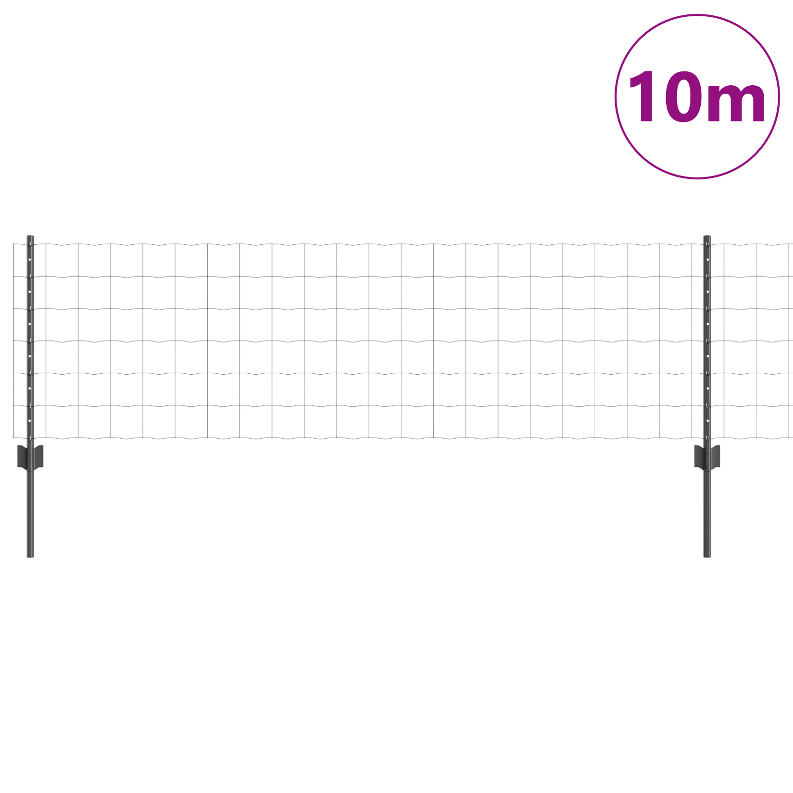Euro Fence with 5 U Posts Grey 0.6x10 m Steel - Image 3