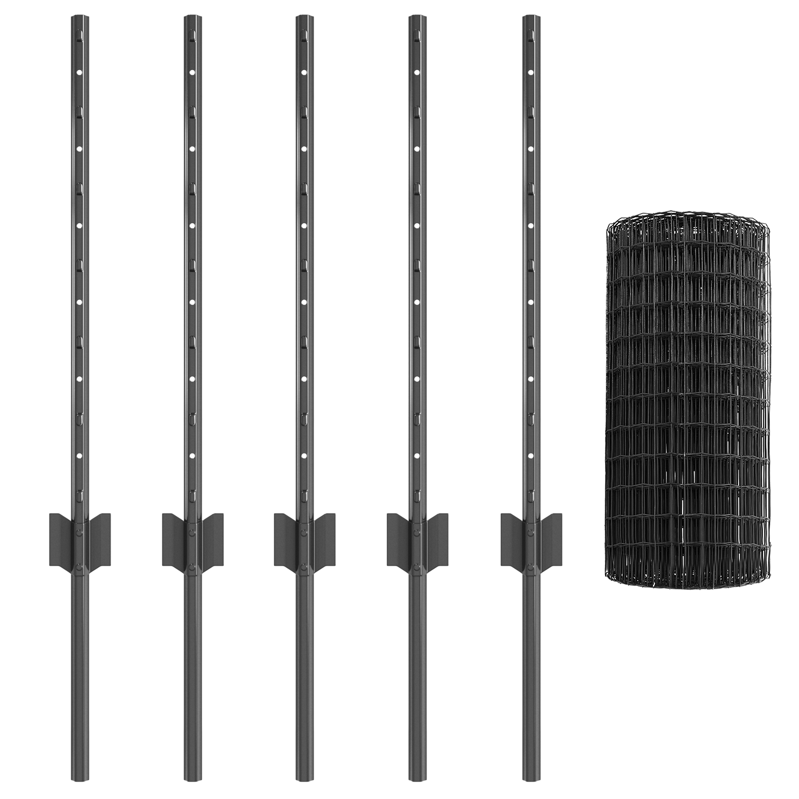 Euro Fence with 5 U Posts Grey 0.6x10 m Steel - Image 4
