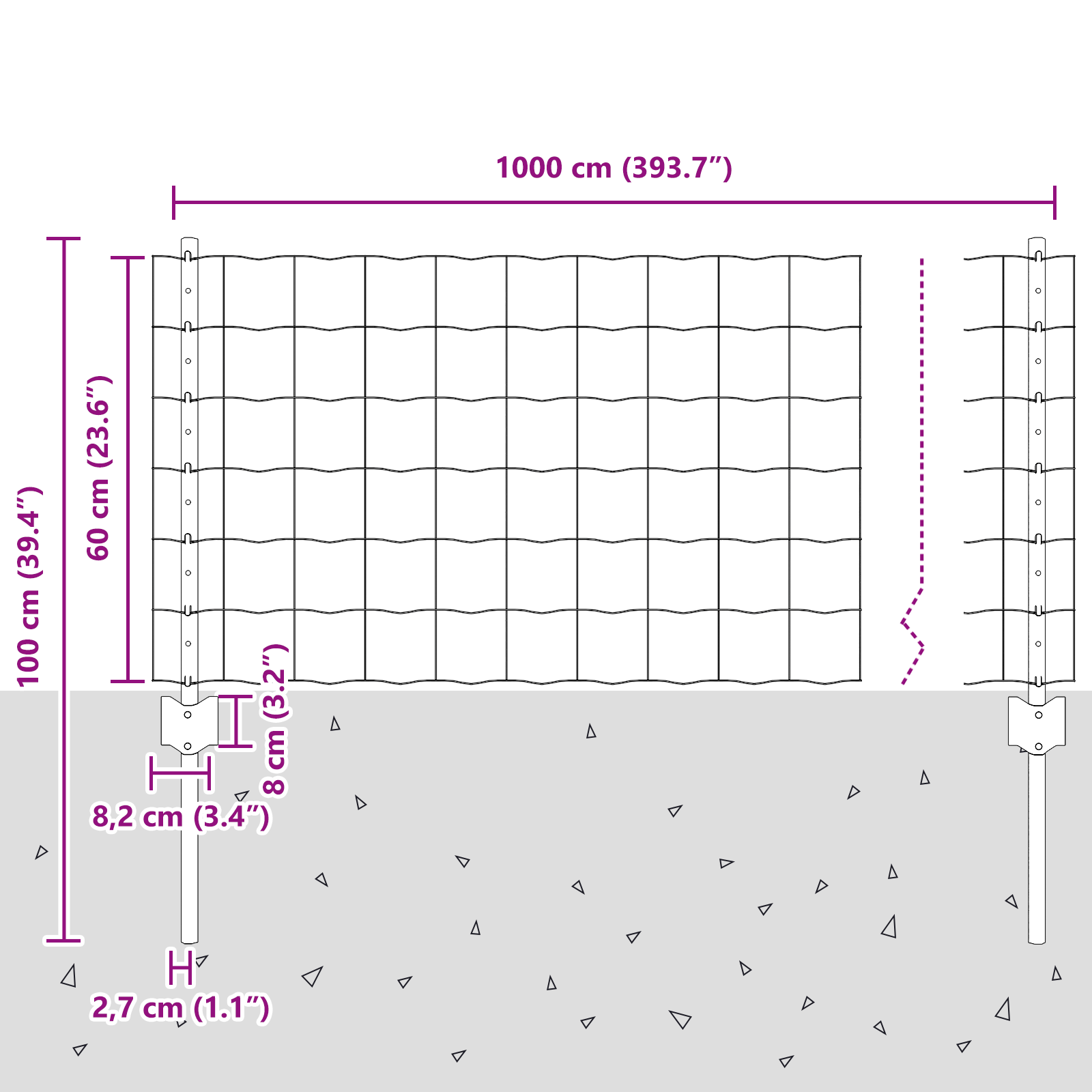 Euro Fence with 5 U Posts Grey 0.6x10 m Steel - Image 10