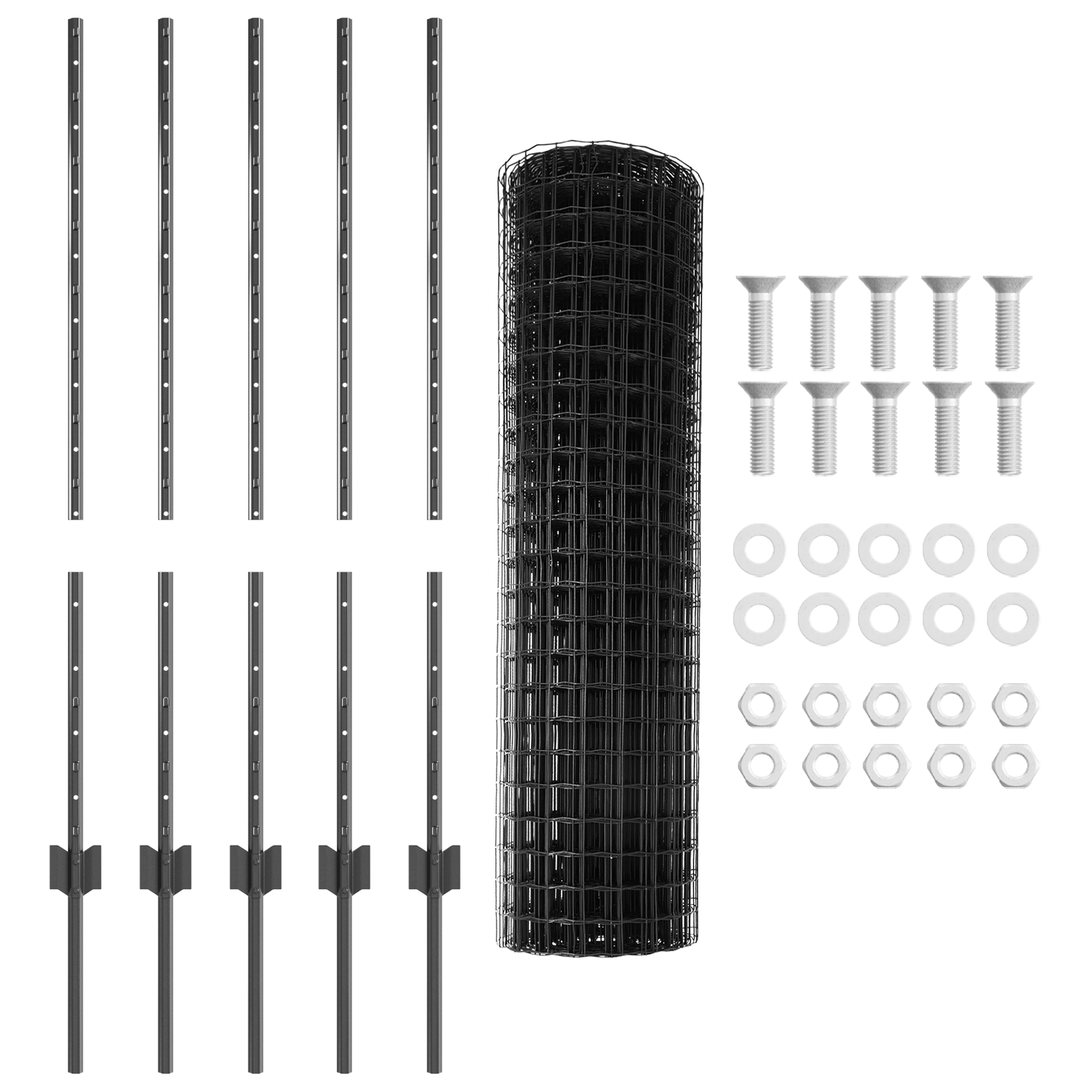 Garden Fence Set Set of 2 Grey Powder-Coated Steel 10 x 1 m - Image 5