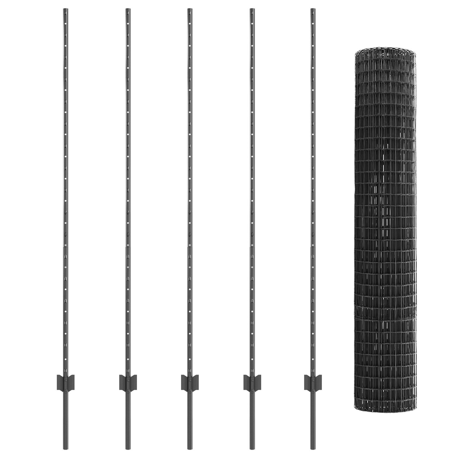 Euro Fence with 10 U Posts Grey 1.6x10 m Steel - Image 4