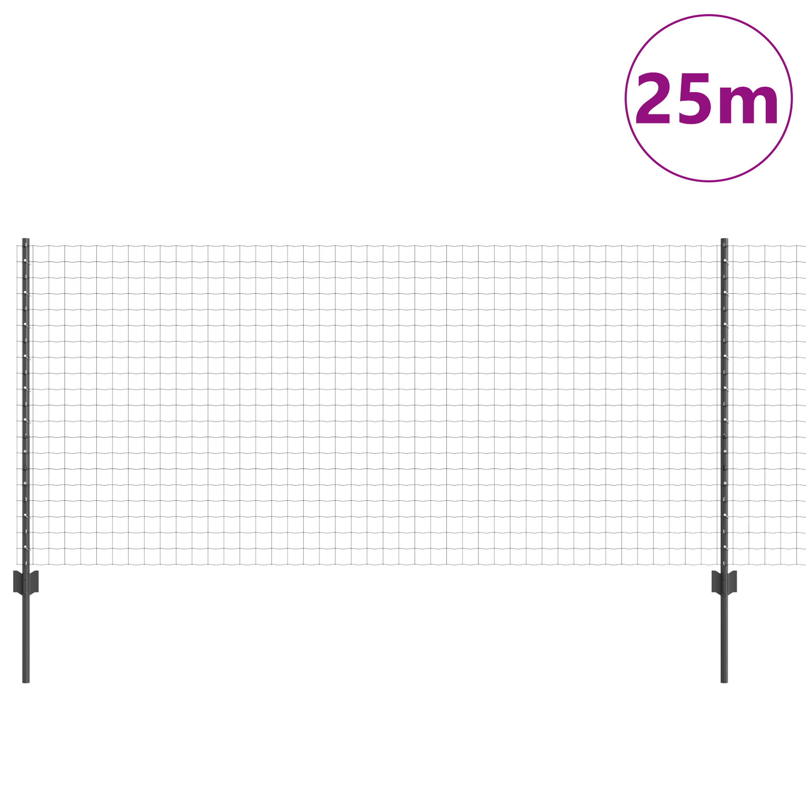Euro Fence with 22 U Posts Grey 1x25 m Steel - Image 3