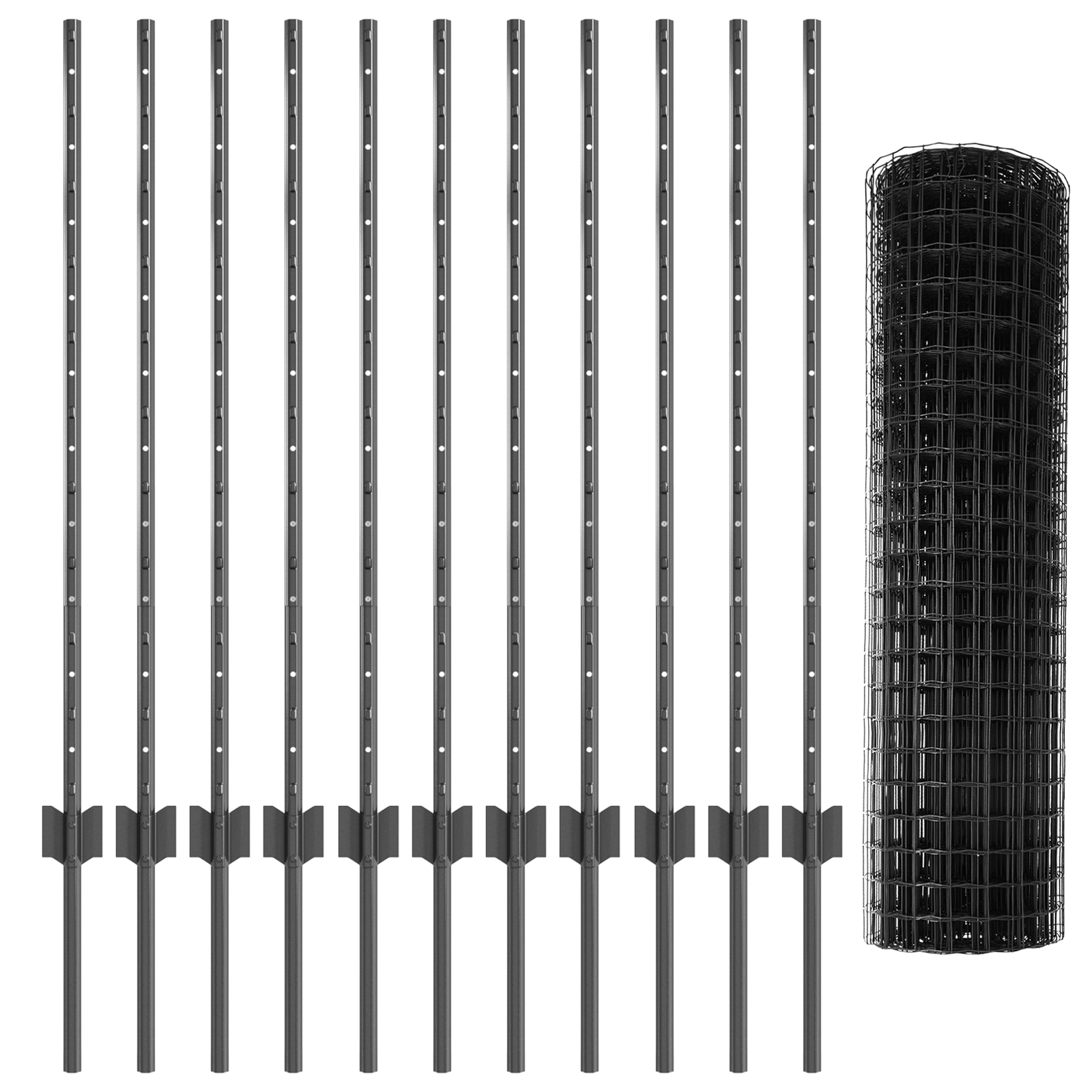 Euro Fence with 22 U Posts Grey 1x25 m Steel - Image 4