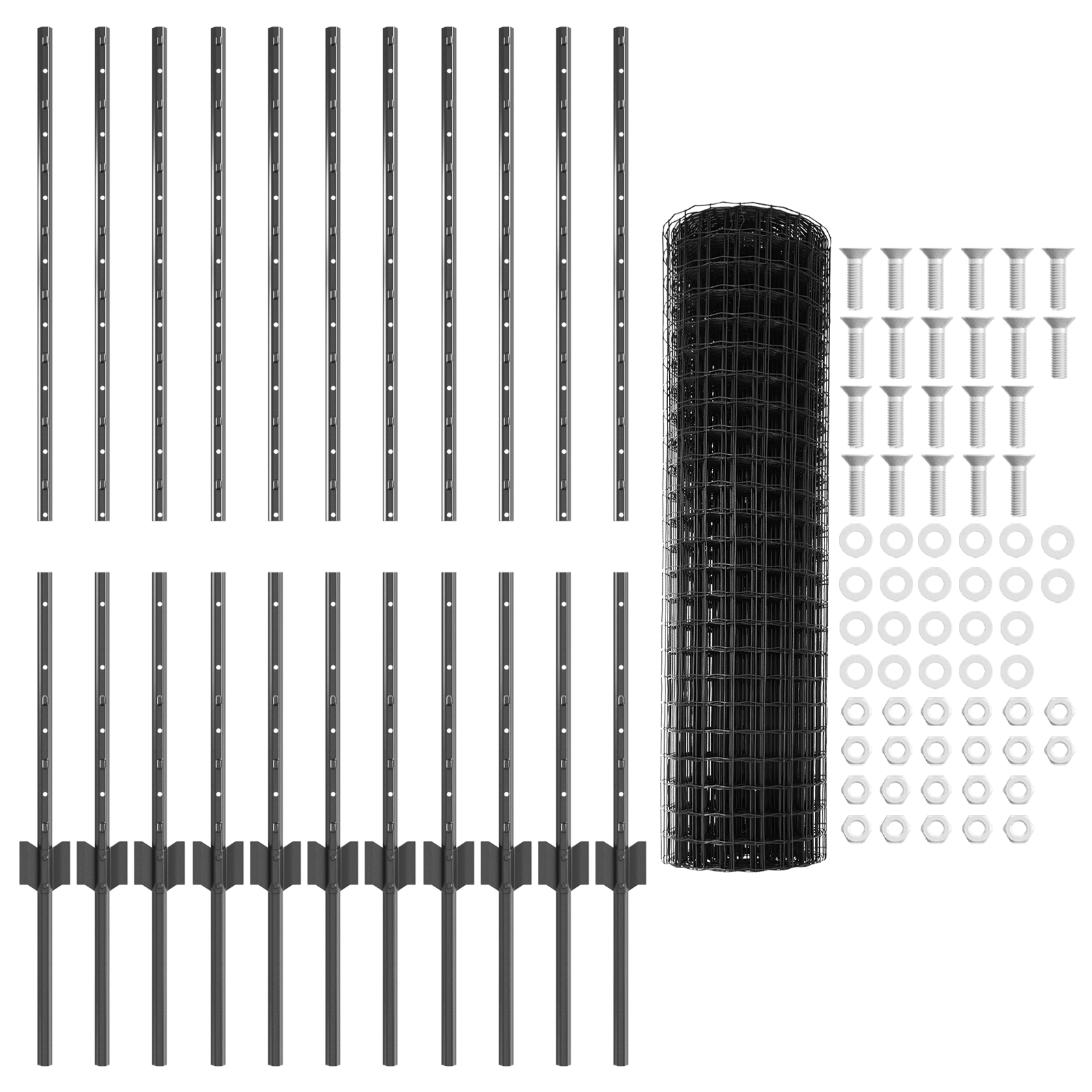 Euro Fence with 22 U Posts Grey 1x25 m Steel - Image 5
