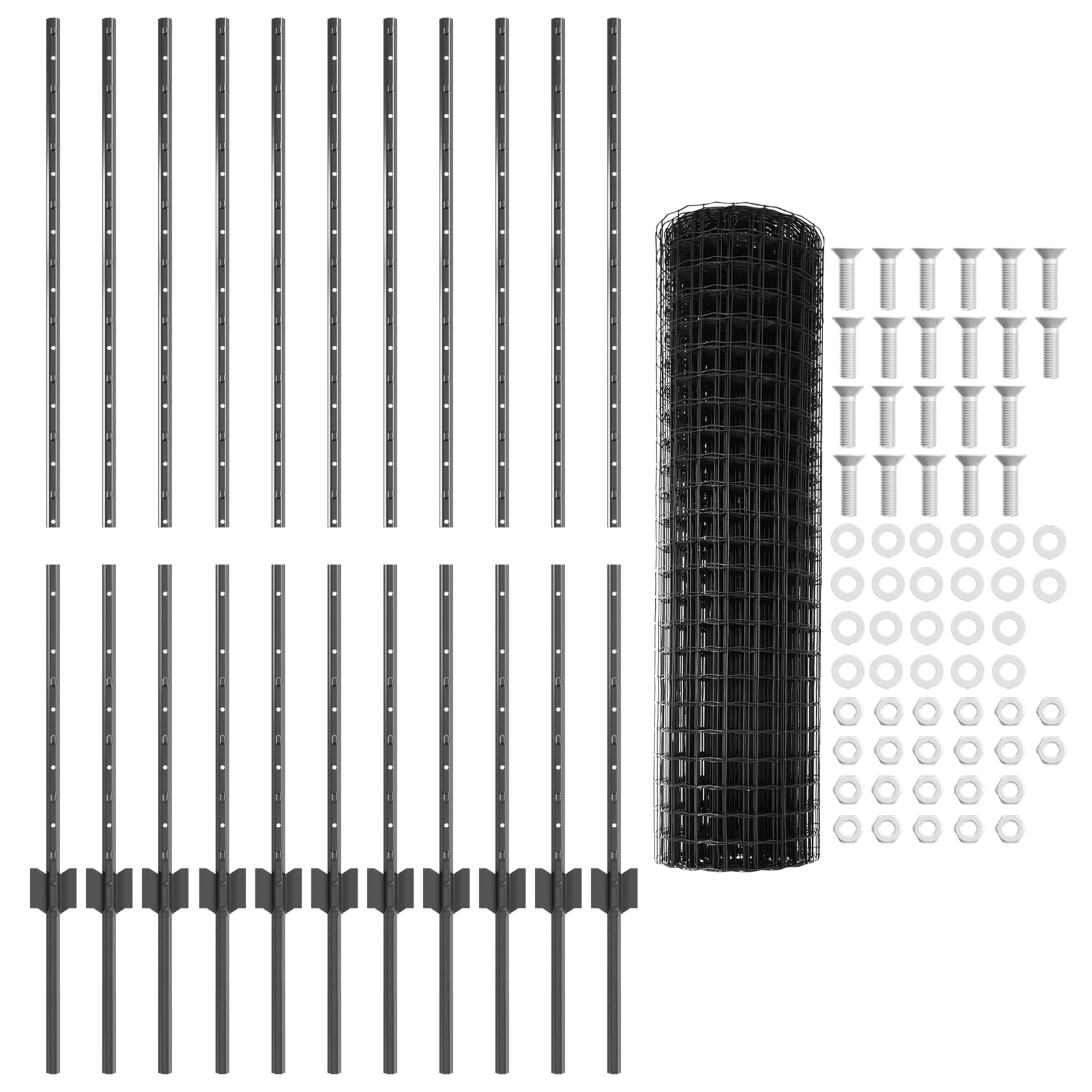 Euro Fence with 22 U Posts Grey 1.2x25 m Steel - Image 5