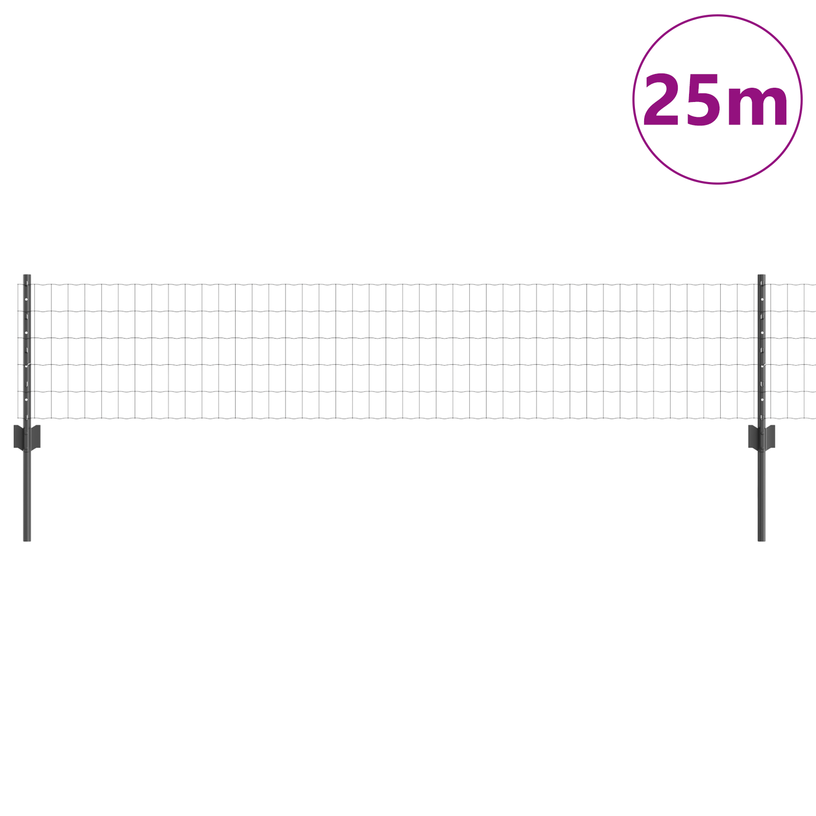 Euro Fence with 11 U Posts Grey 0.4x25 m Steel - Image 3