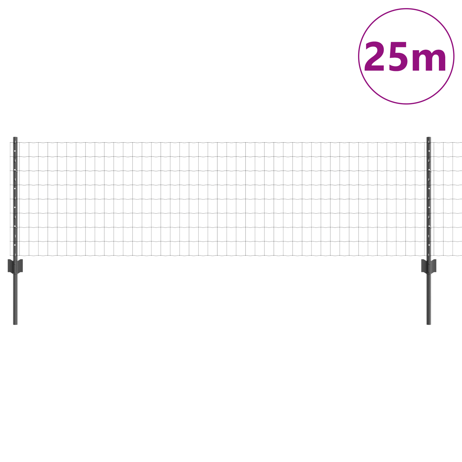 Euro Fence with 11 U Posts Grey 0.6x25 m Steel - Image 3