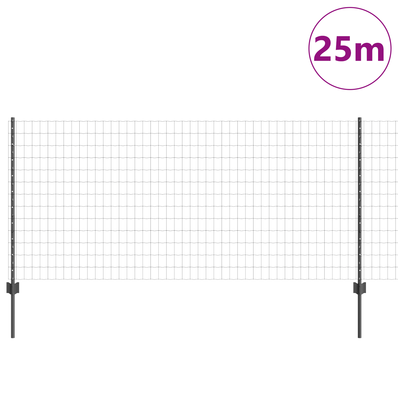 Euro Fence with 22 U Posts Grey 1x25 m Steel - Image 3