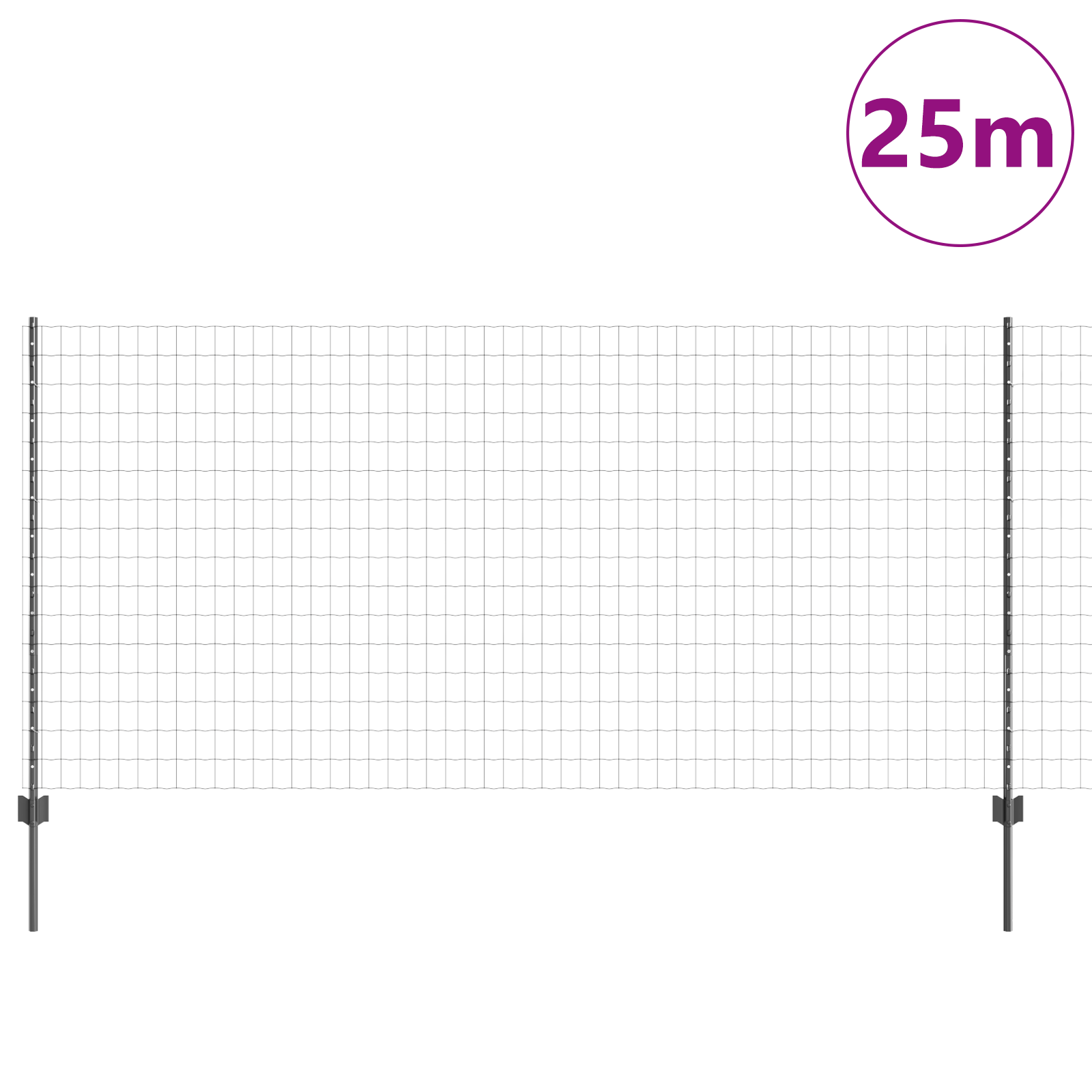 Euro Fence with 22 U Posts Grey 1,2x25 m Steel - Image 3