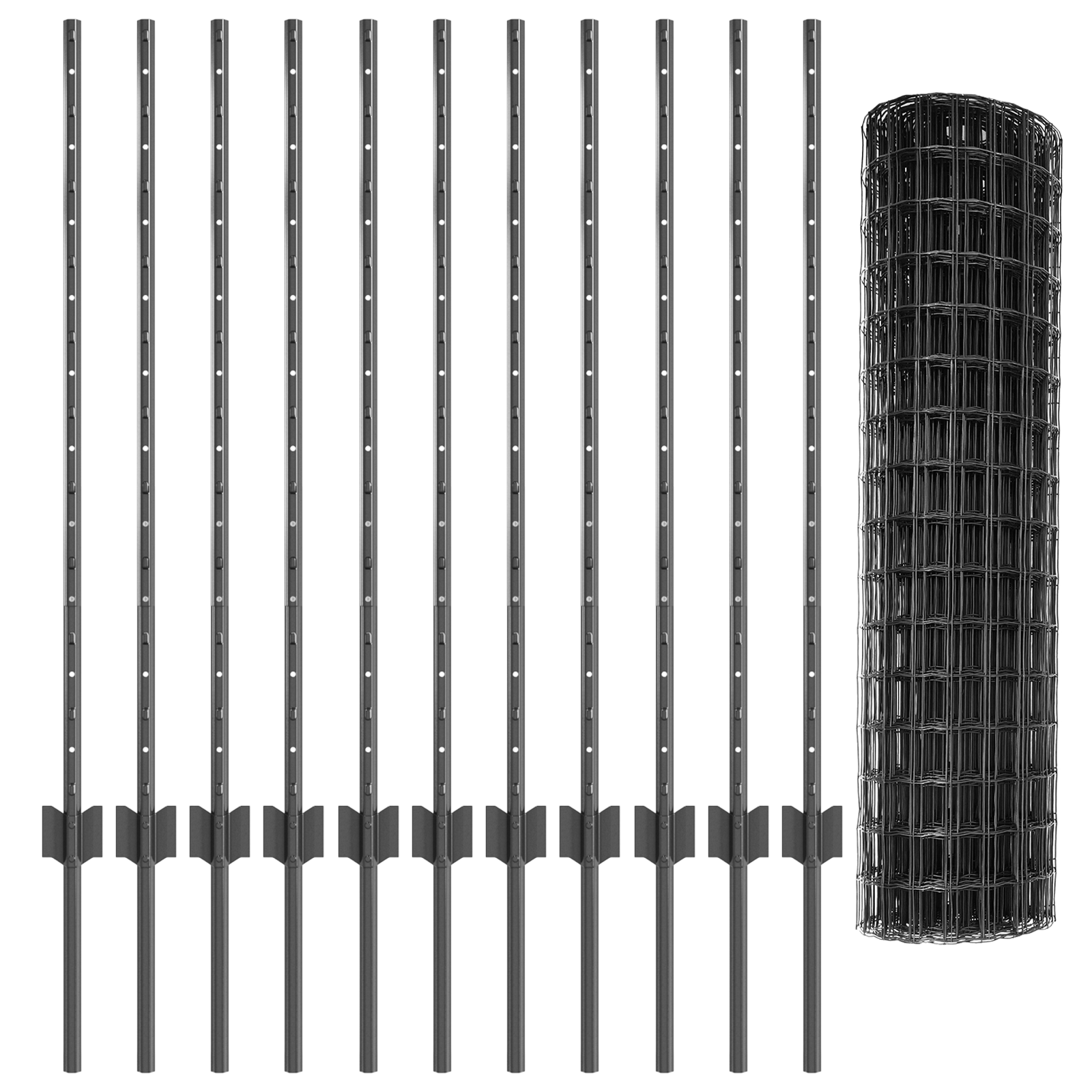 Euro Fence with 22 U Posts Grey 1x25 m Steel - Image 5