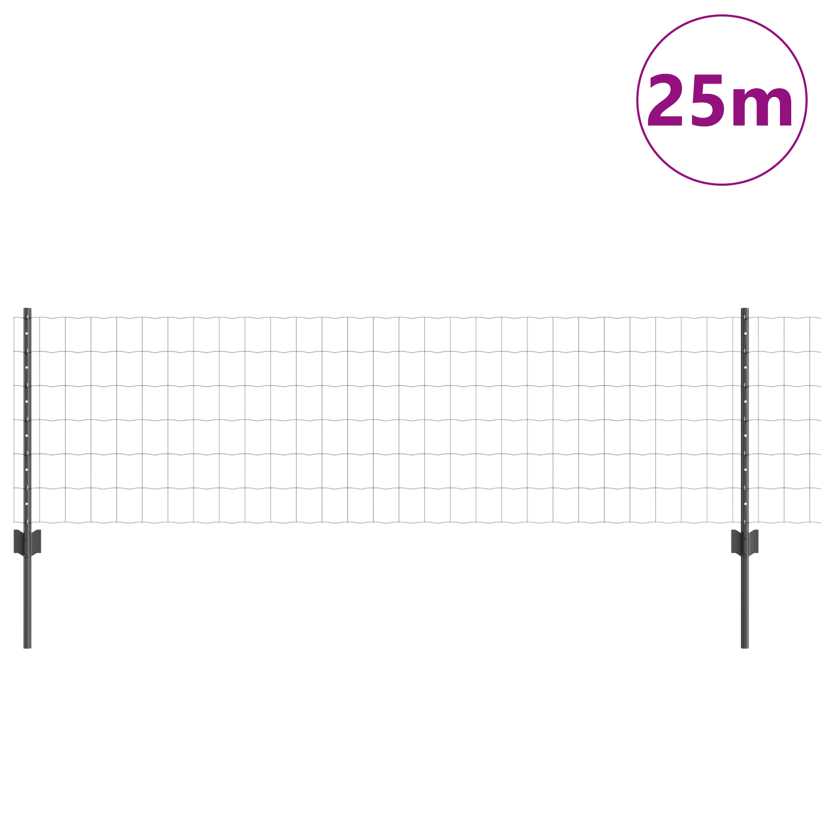 Euro Fence with 11 U Posts Grey 0,6x25 m Steel - Image 3