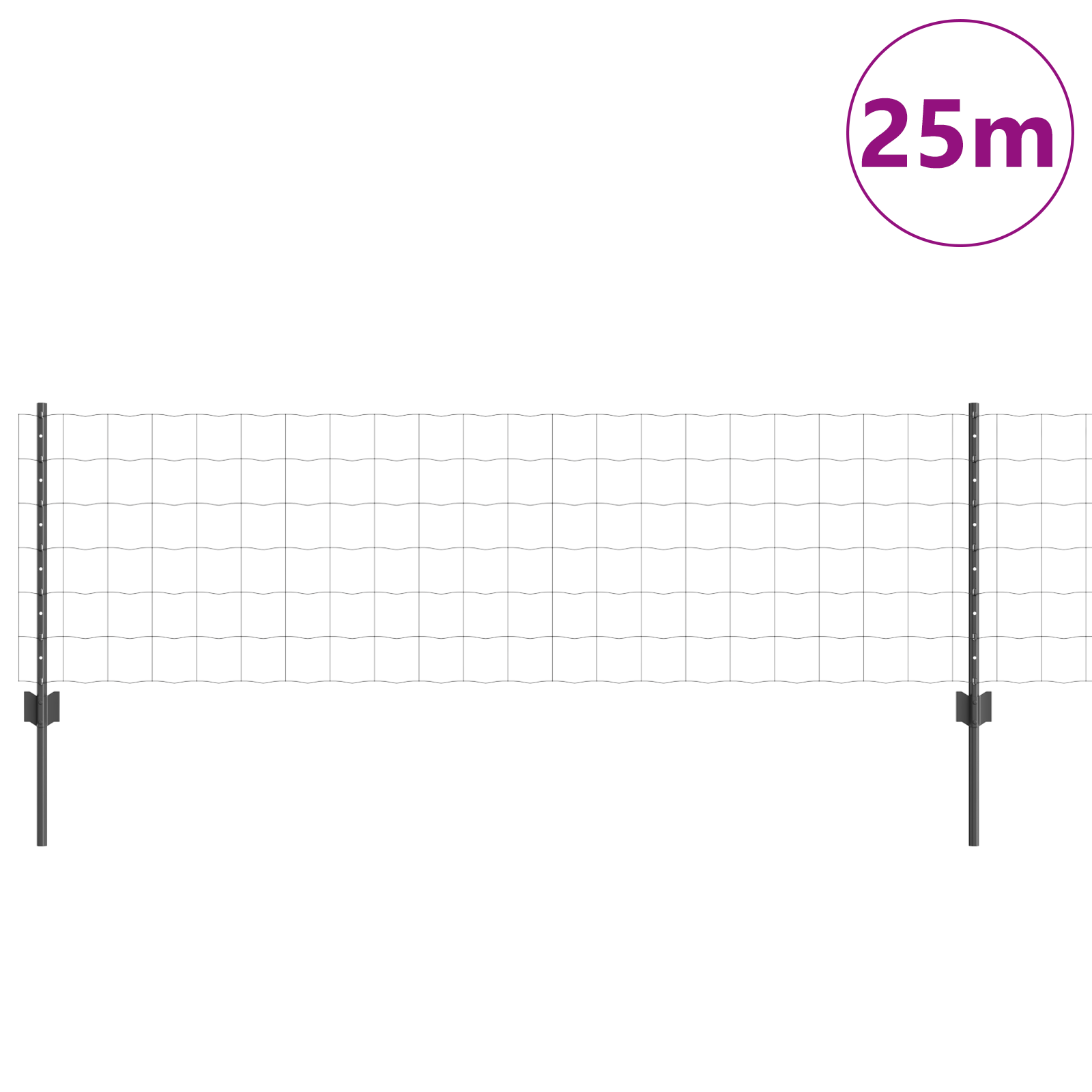 Euro Fence with 11 U Posts Grey 0.6x25 m Steel - Image 3