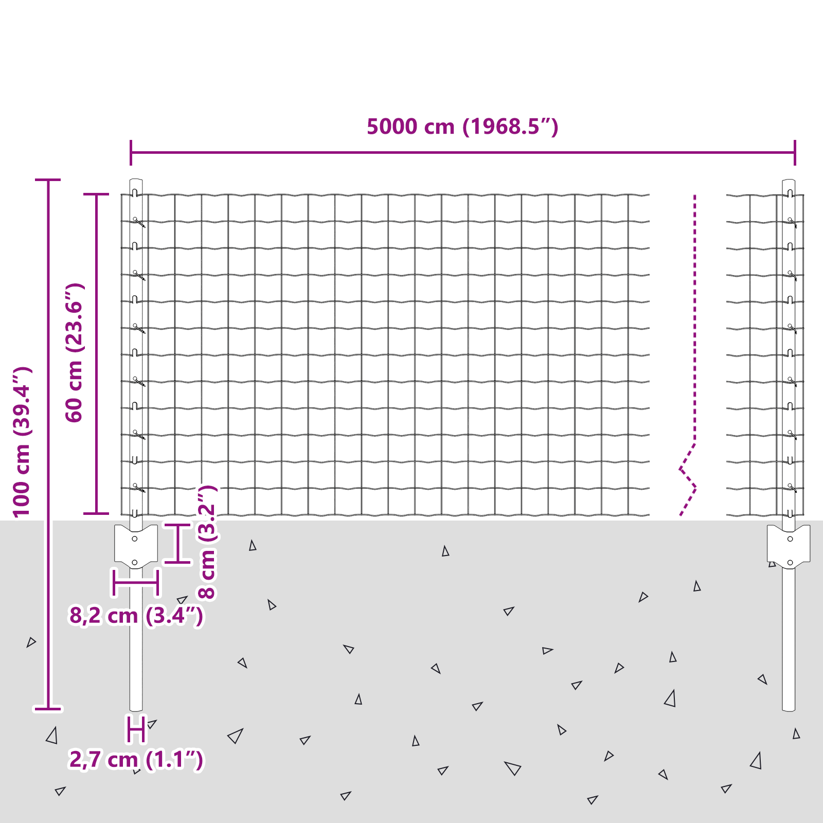 Euro Fence with 22 U Posts Grey 0,6x50 m Steel - Image 10