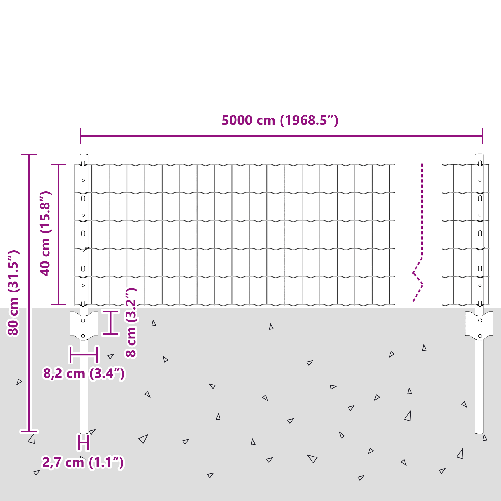 Euro Fence with 22 U Posts Grey 0,4x50 m Steel - Image 10