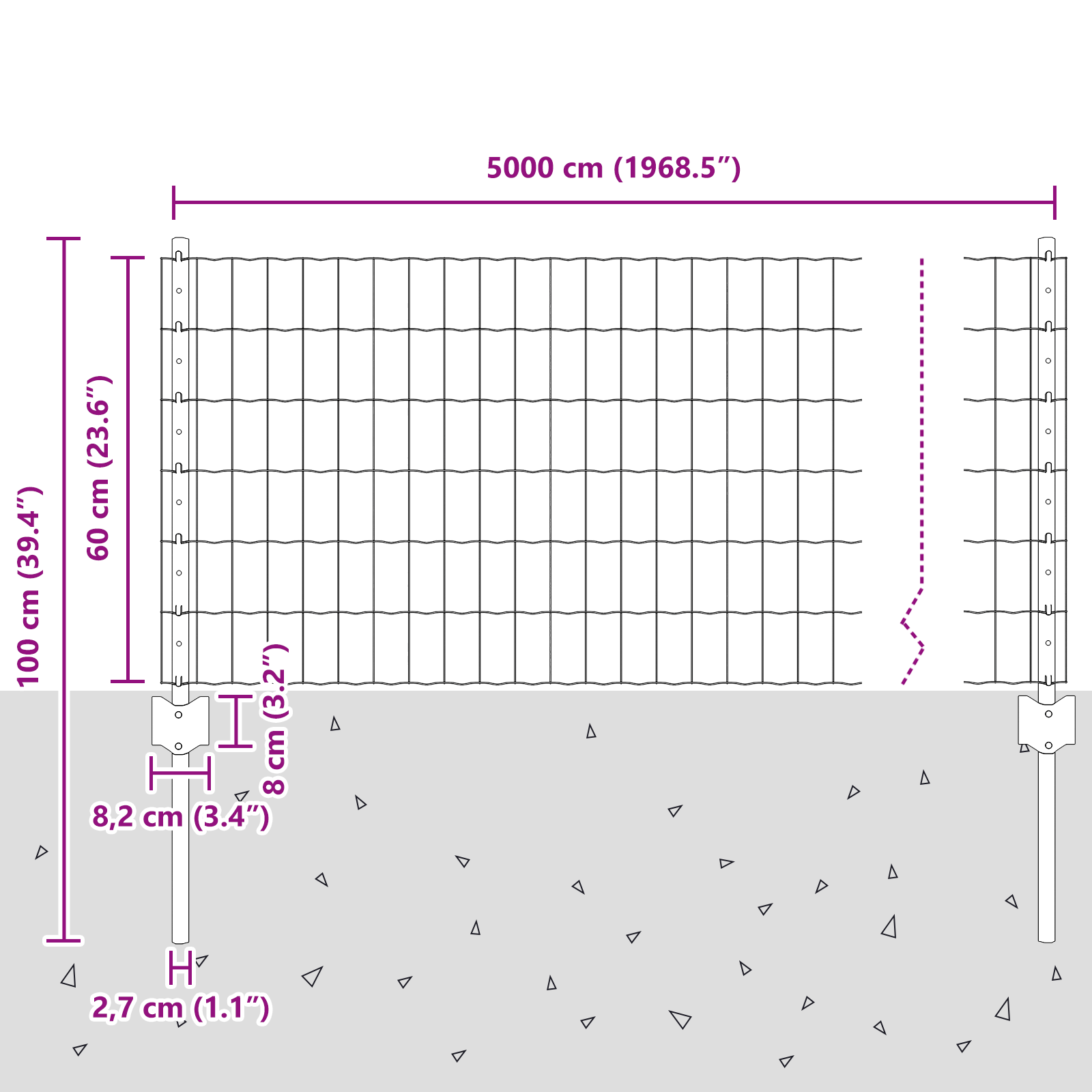 Euro Fence with 22 U Posts Grey 0,6x50 m Steel - Image 10