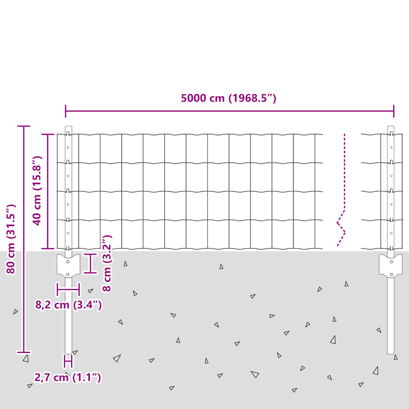 Euro Fence with 22 U Posts Grey 0,4x50 m Steel - Image 10