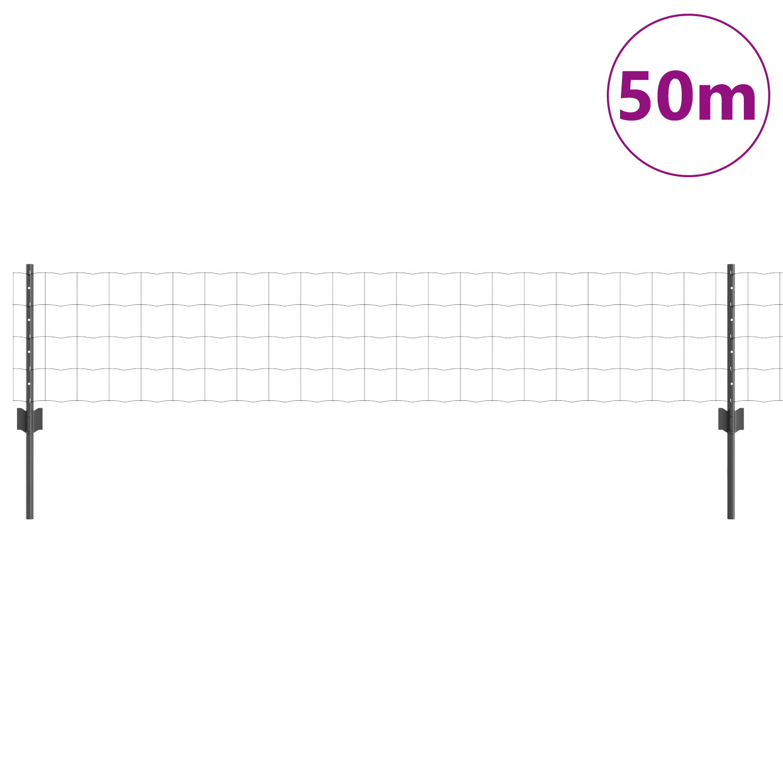Euro Fence with 22 U Posts Grey 0,4x50 m Steel - Image 3