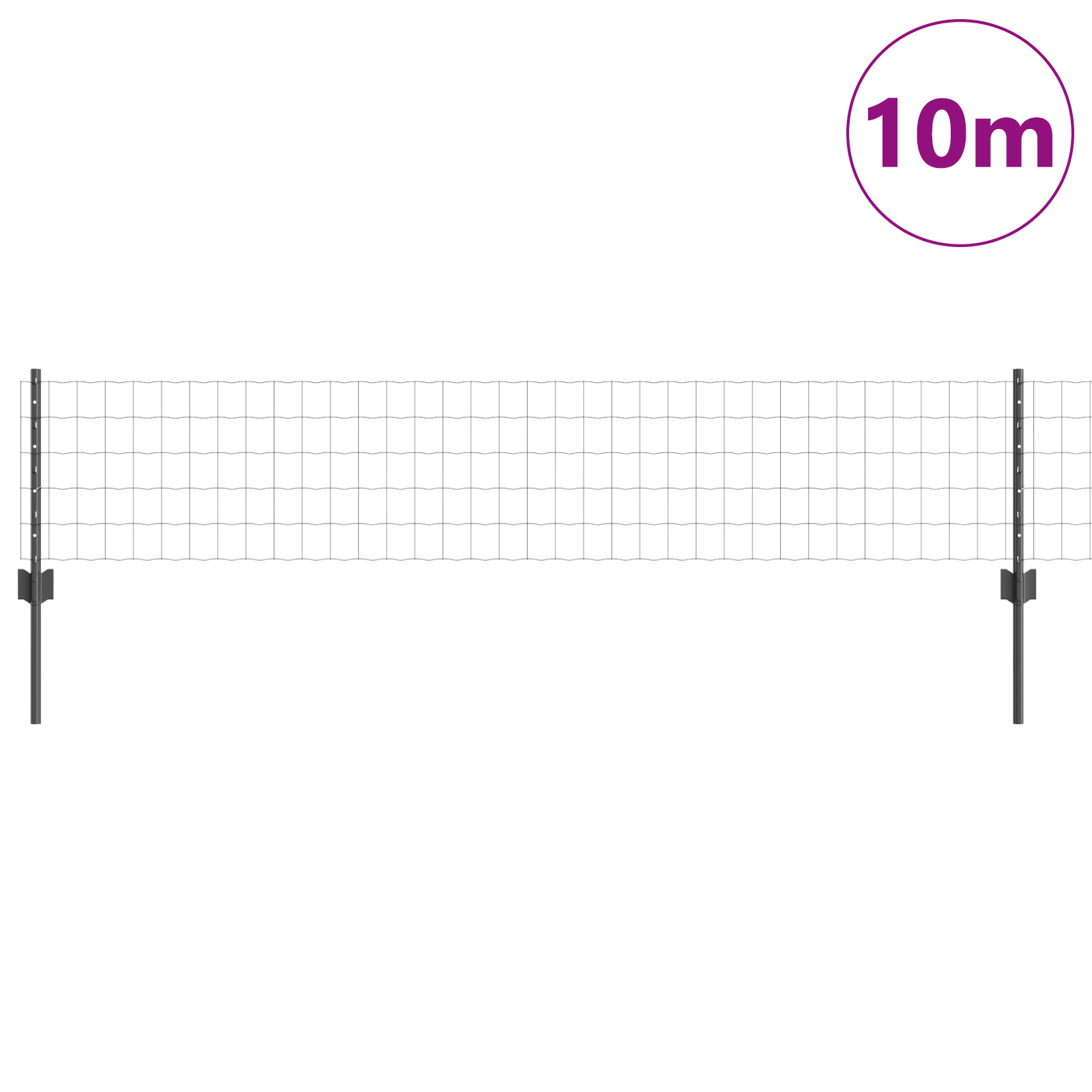 Euro Fence with 5 U Posts Grey 0.4x10 m Steel - Image 3