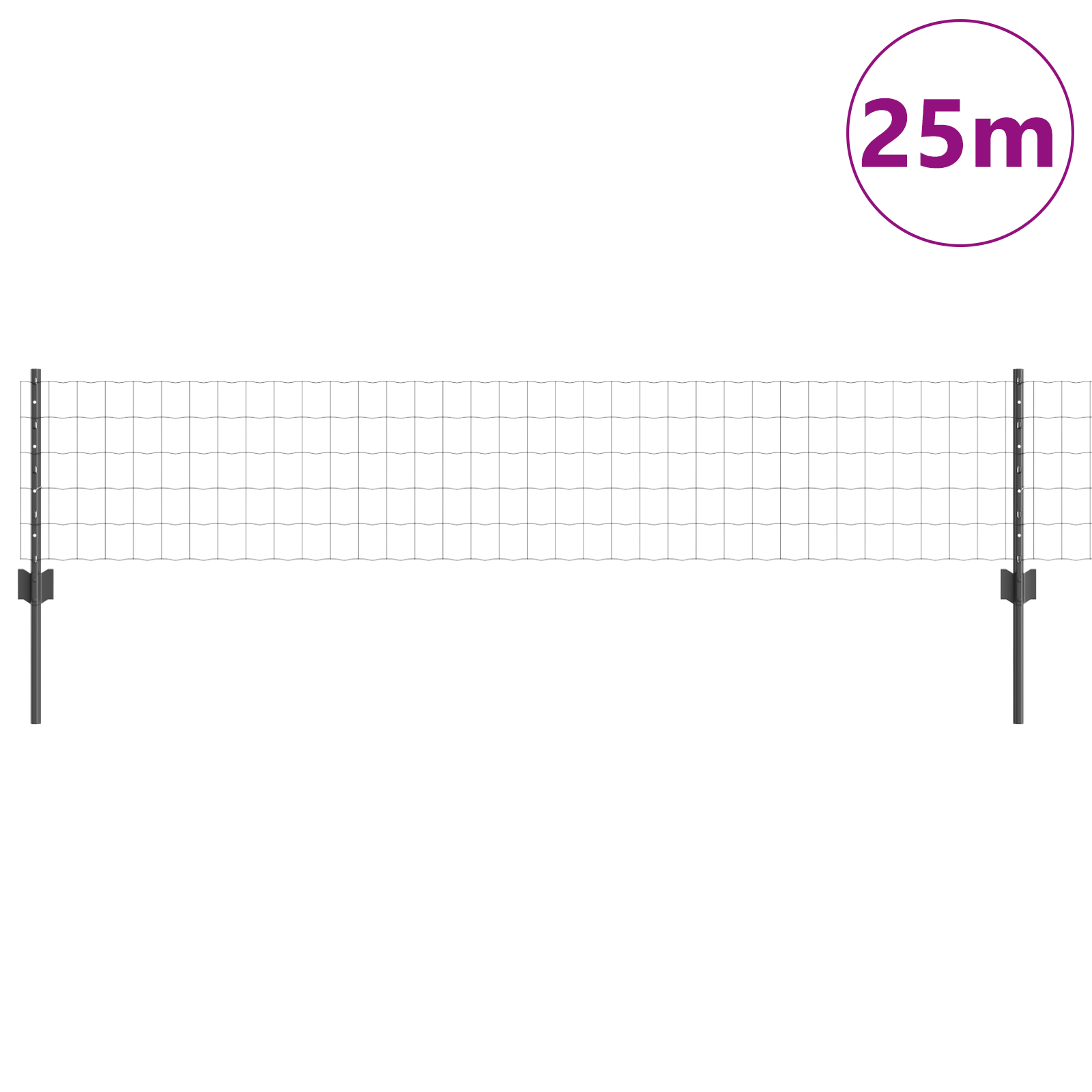 Euro Fence with 11 U Posts Grey 0,4x25 m Steel - Image 3