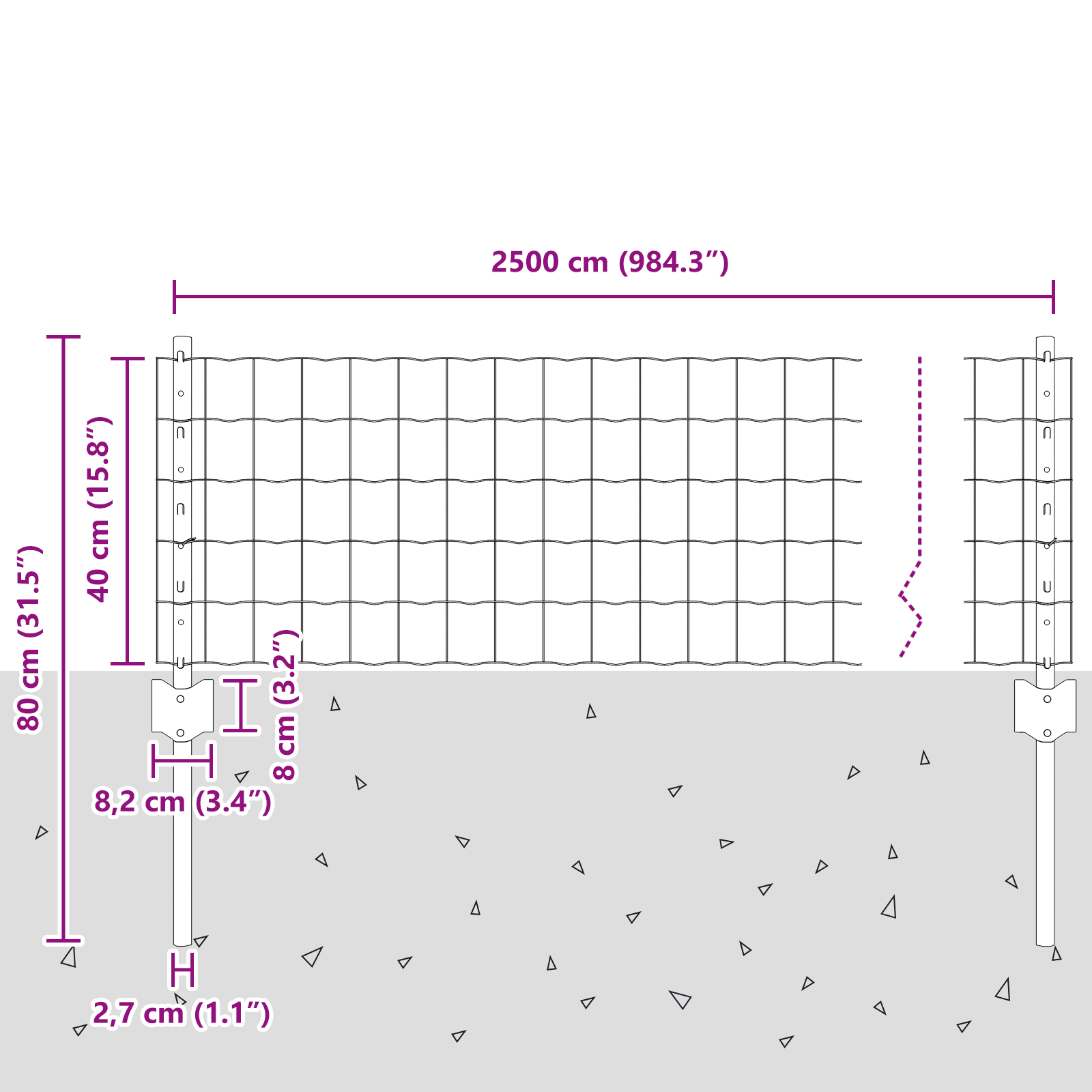 Euro Fence with 11 U Posts Grey 0,4x25 m Steel - Image 10