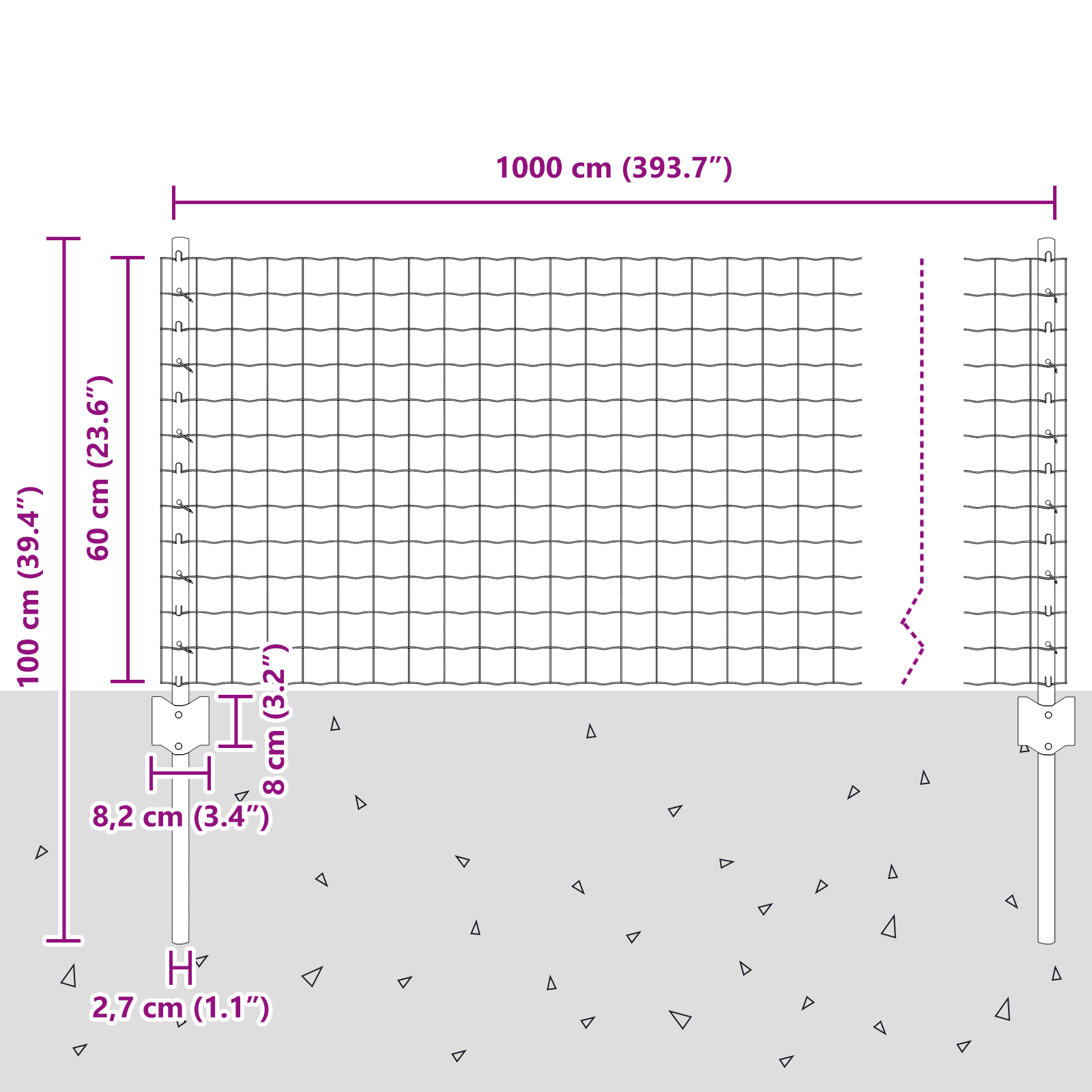 Euro Fence with 5 U Posts Silver 0,6x10 m Steel - Image 10