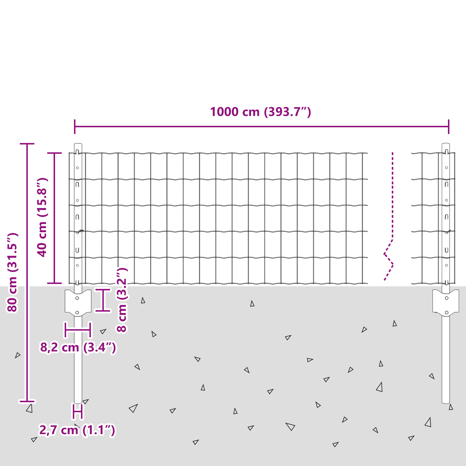 Euro Fence with 5 U Posts Silver 0,4x10 m Steel - Image 10
