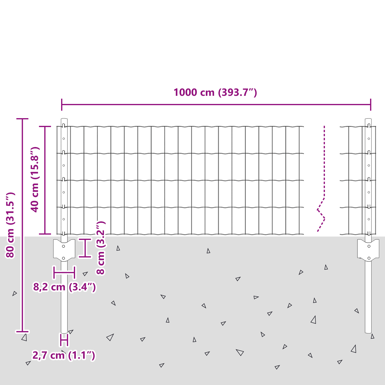Euro Fence with 5 U Posts Silver 0,4x10 m Steel - Image 10