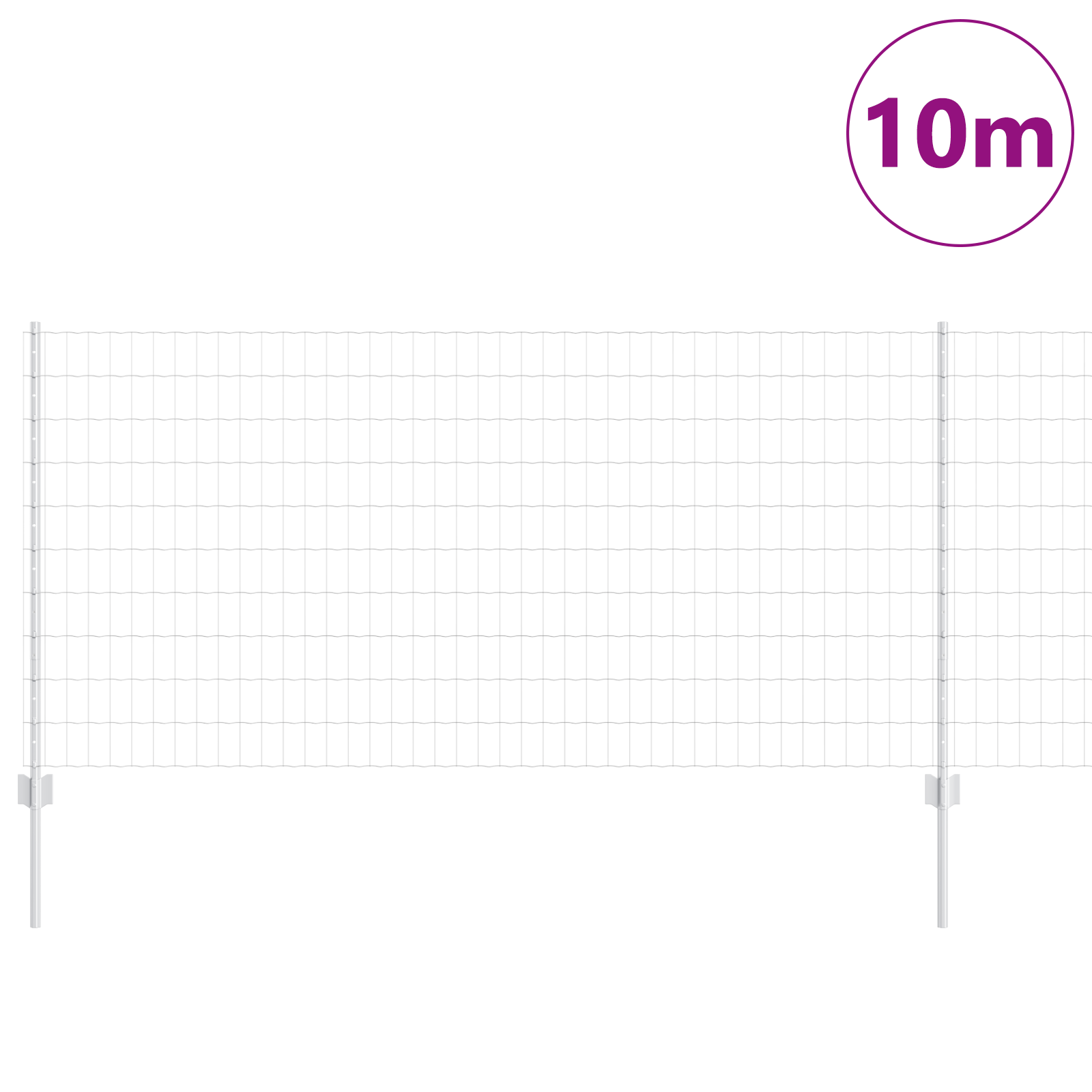 Euro Fence with 10 U Posts Silver 1x10 m Steel - Image 3