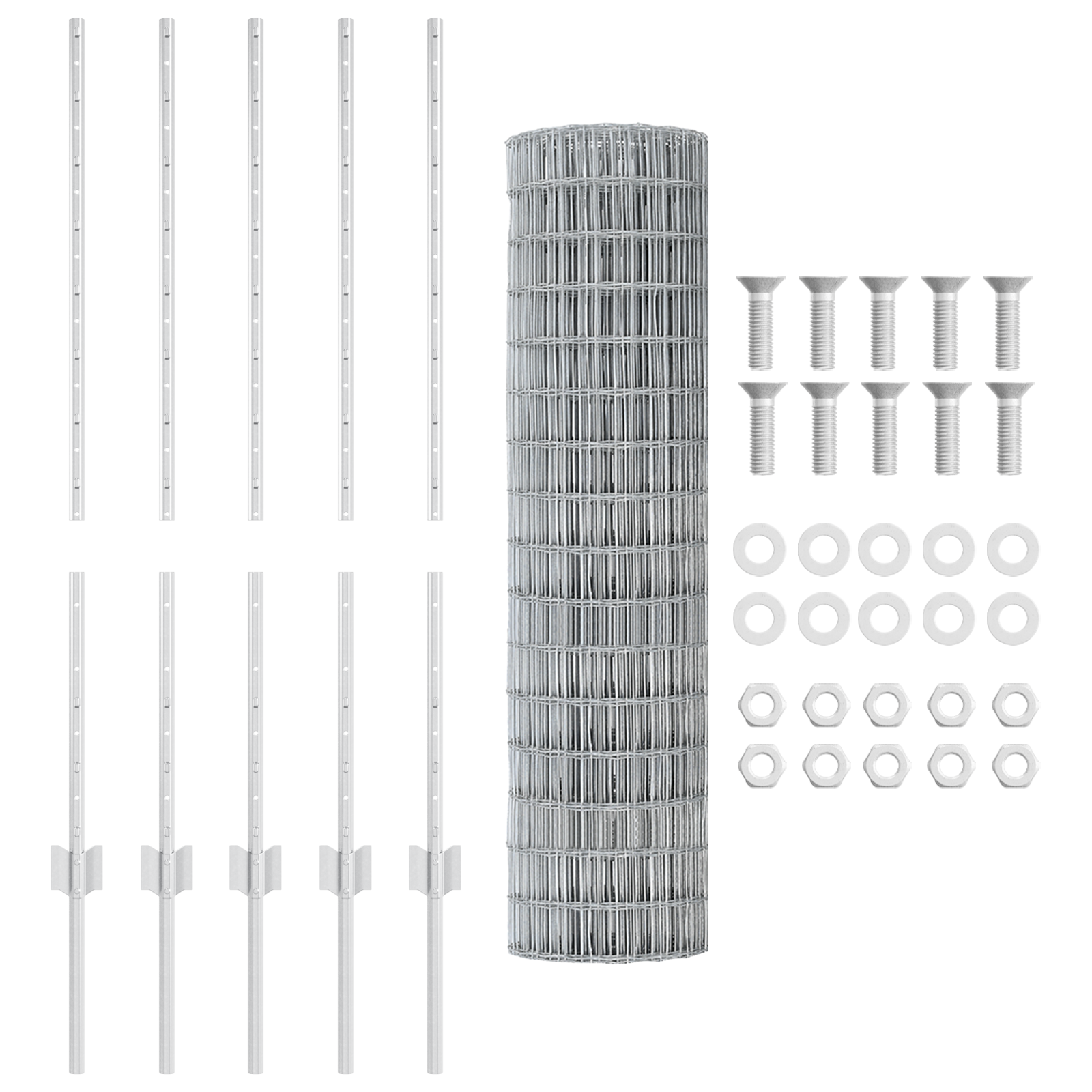 Euro Fence with 10 U Posts Silver 1x10 m Steel - Image 4