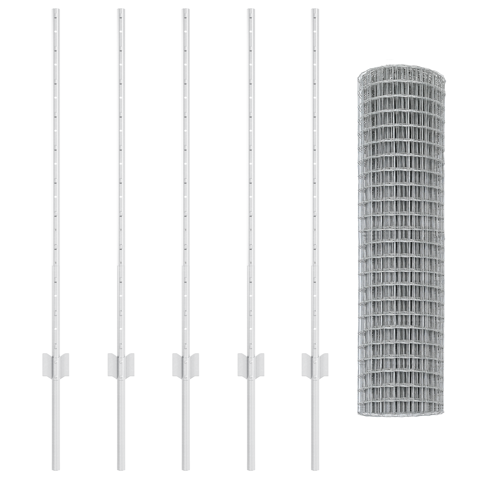 Euro Fence with 10 U Posts Silver 1x10 m Steel - Image 4