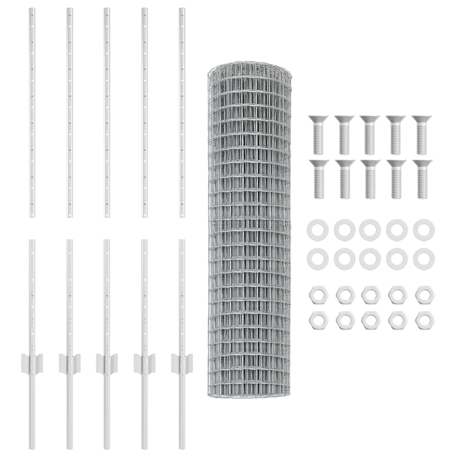 Euro Fence with 10 U Posts Silver 1x10 m Steel - Image 5