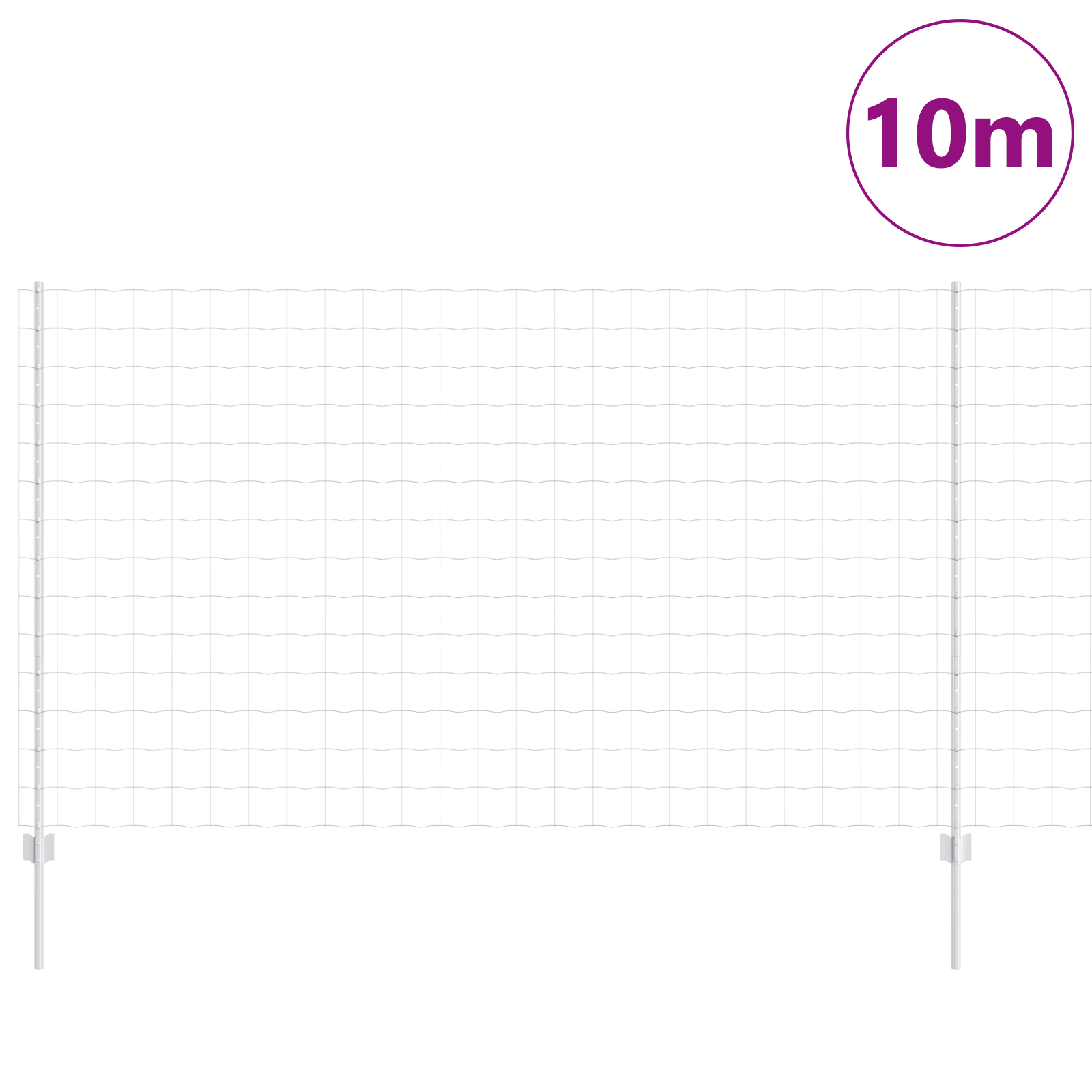 Euro Fence with 10 U Posts Silver 1,4x10 m Steel - Image 3