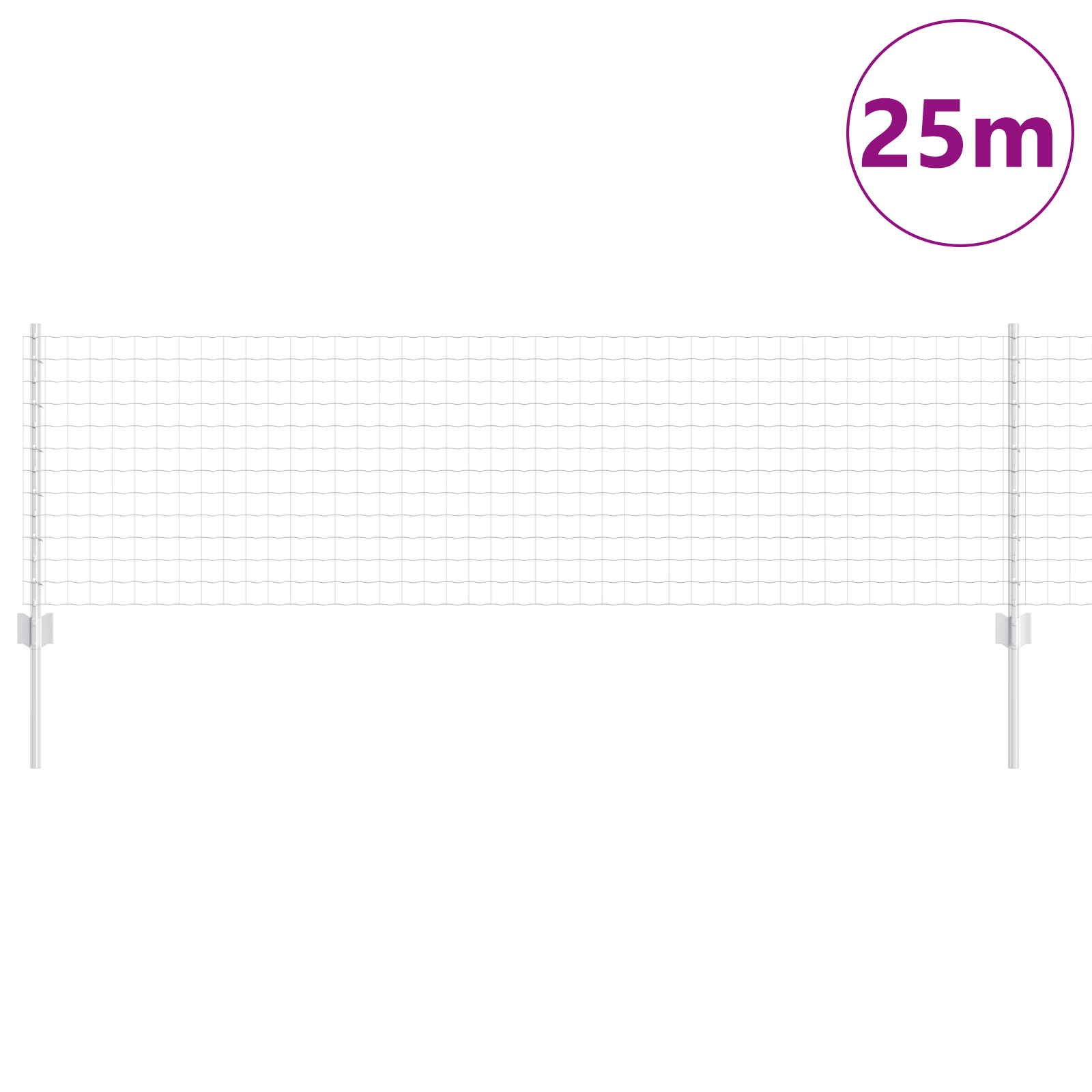 Euro Fence with 11 U Posts Silver 0,6x25 m Steel - Image 3