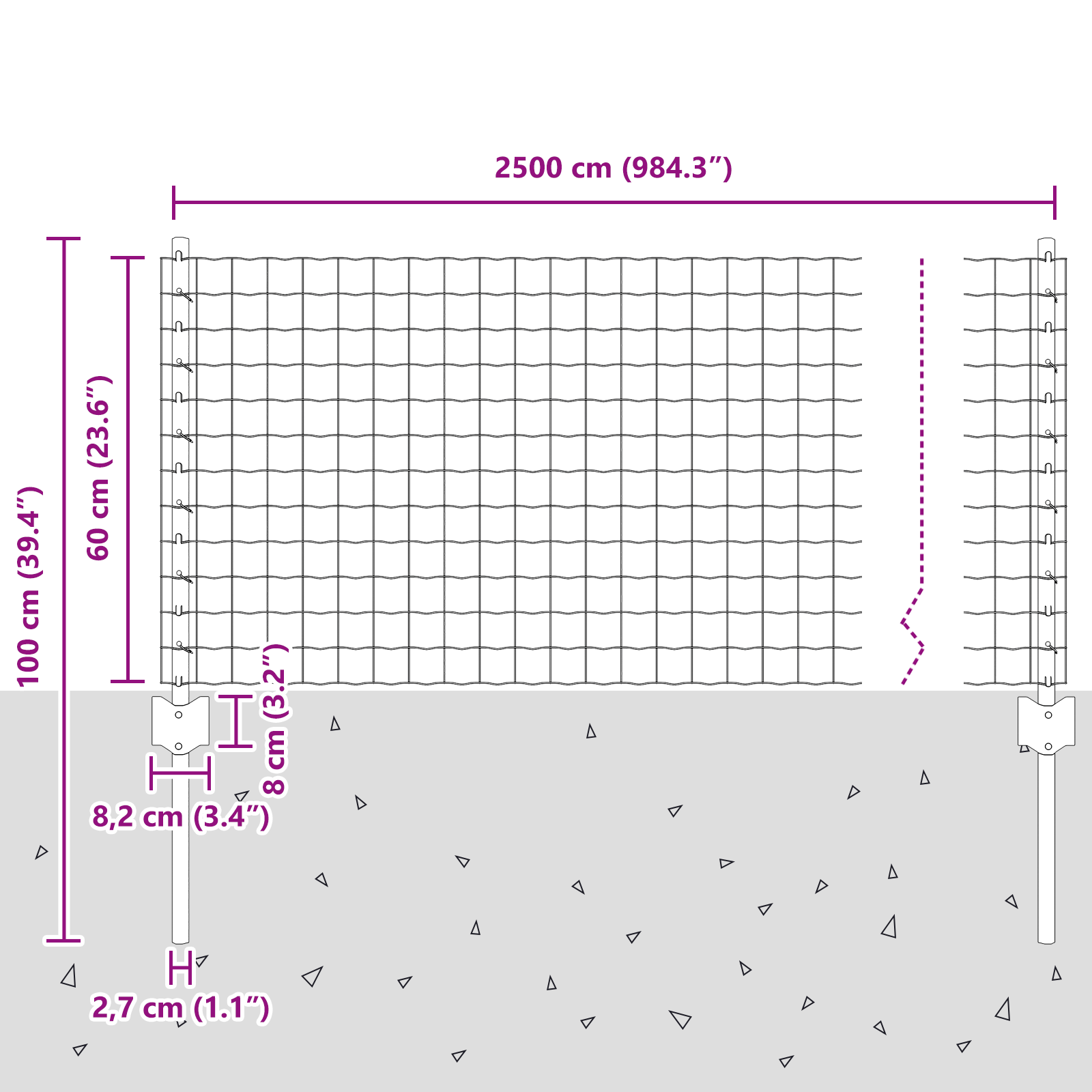 Euro Fence with 11 U Posts Silver 0,6x25 m Steel - Image 10