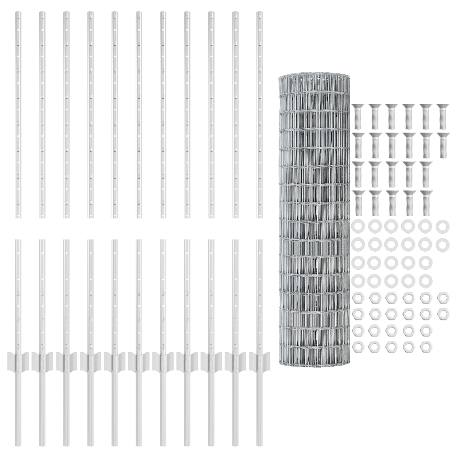Euro Fence with 22 U Posts Silver 1x25 m Steel - Image 4