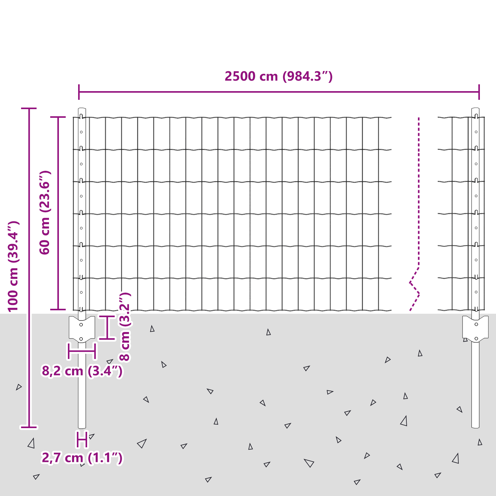 Euro Fence with 11 U Posts Silver 0,6x25 m Steel - Image 10