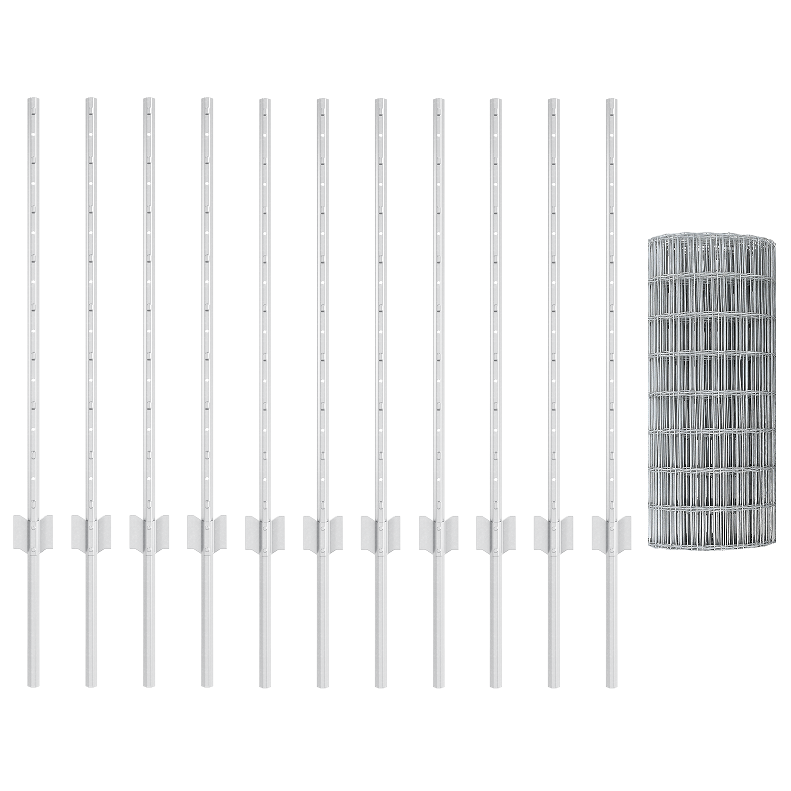 Euro Fence with 11 U Posts Silver 0.8x25 m Steel - Image 4