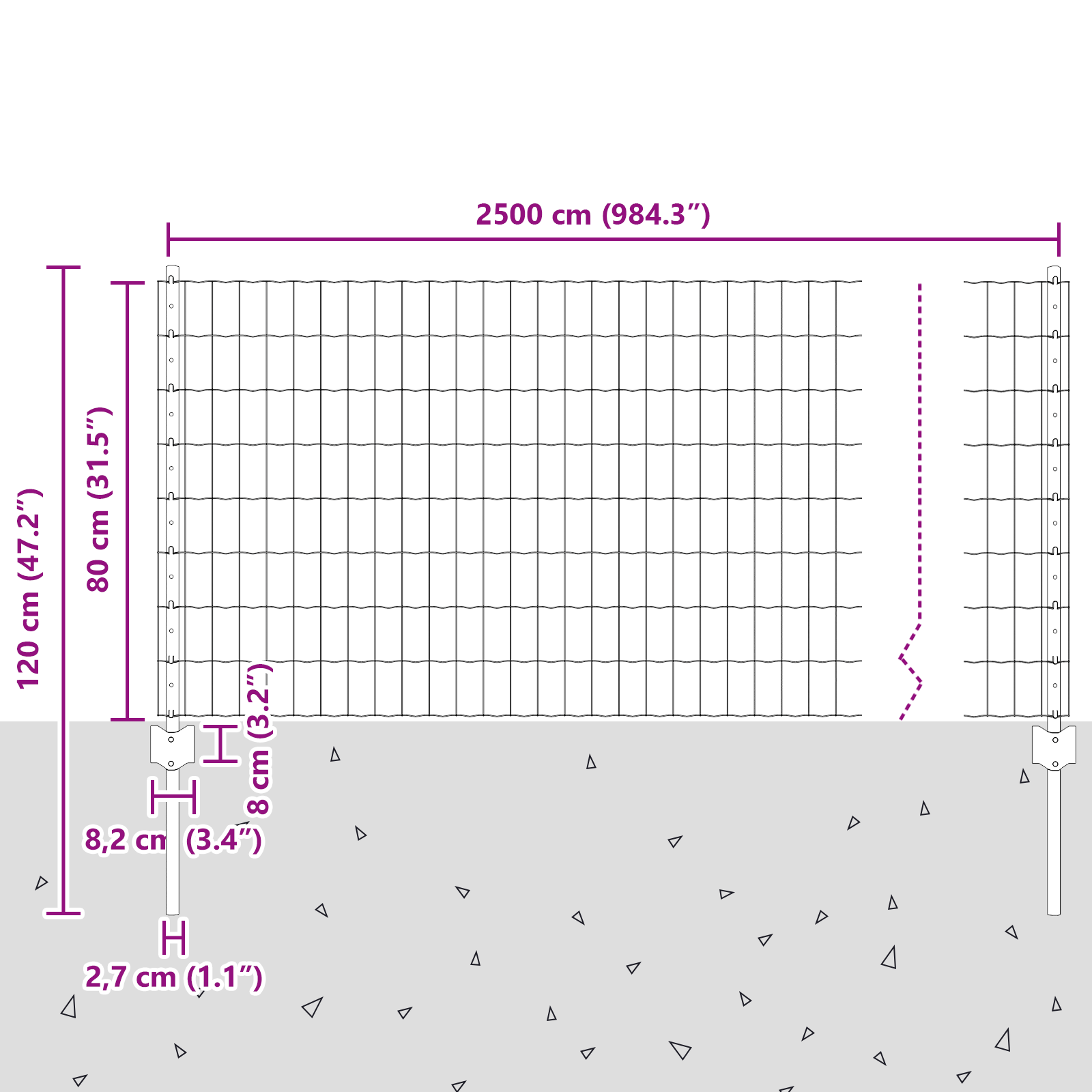 Euro Fence with 11 U Posts Silver 0.8x25 m Steel - Image 10