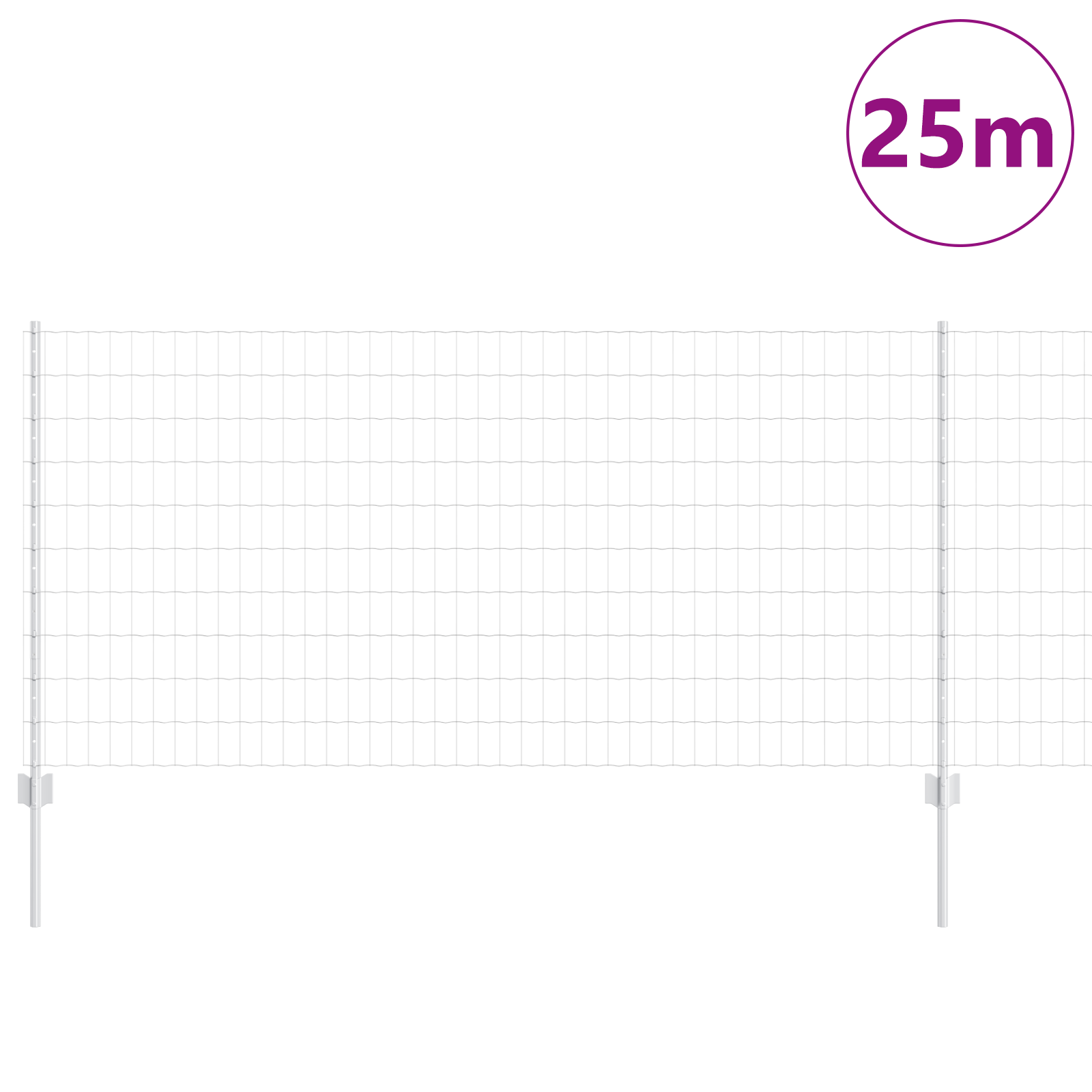 Euro Fence with 22 U Posts Silver 1x25 m Steel - Image 3