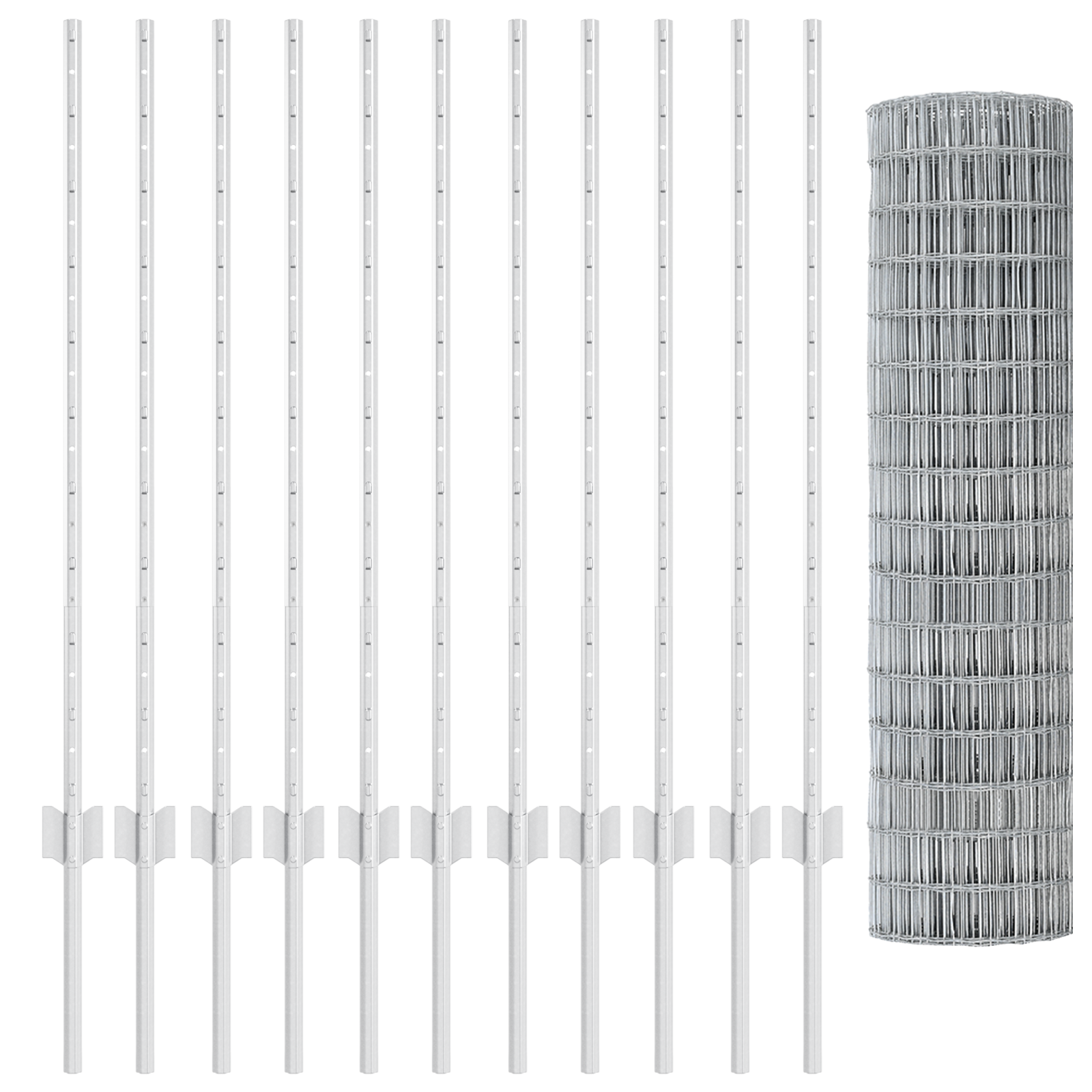 Euro Fence with 22 U Posts Silver 1x25 m Steel - Image 5