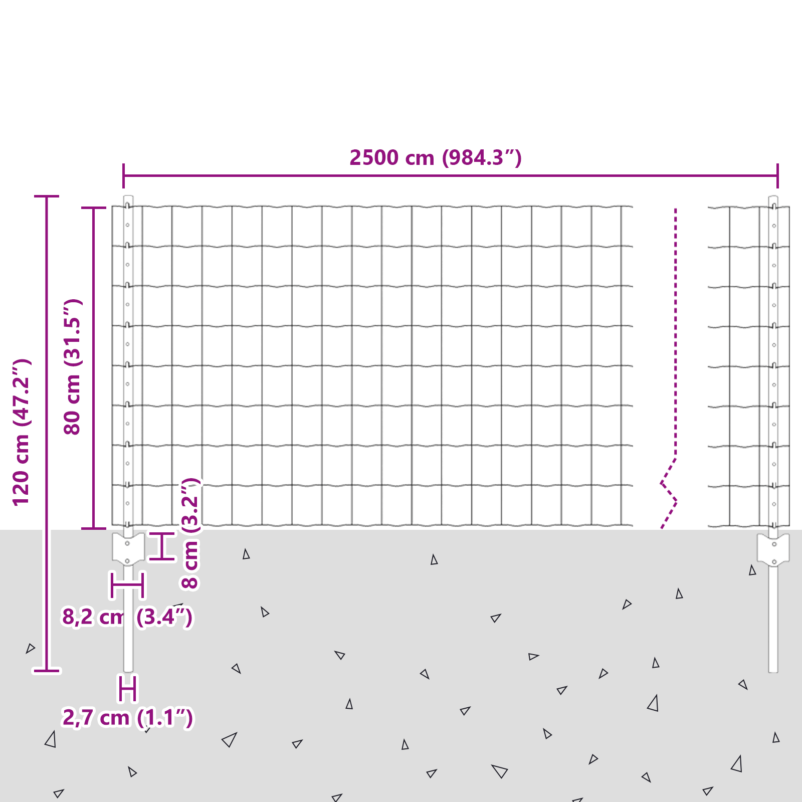 Euro Fence with 11 U Posts Silver 0,8x25 m Steel - Image 10