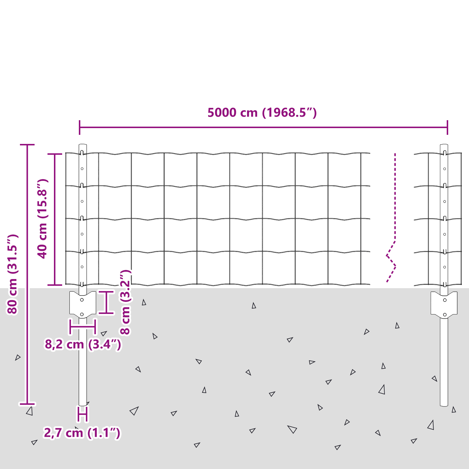 Euro Fence with 11 U Posts Silver 0.4 x 50 m Steel - Image 10