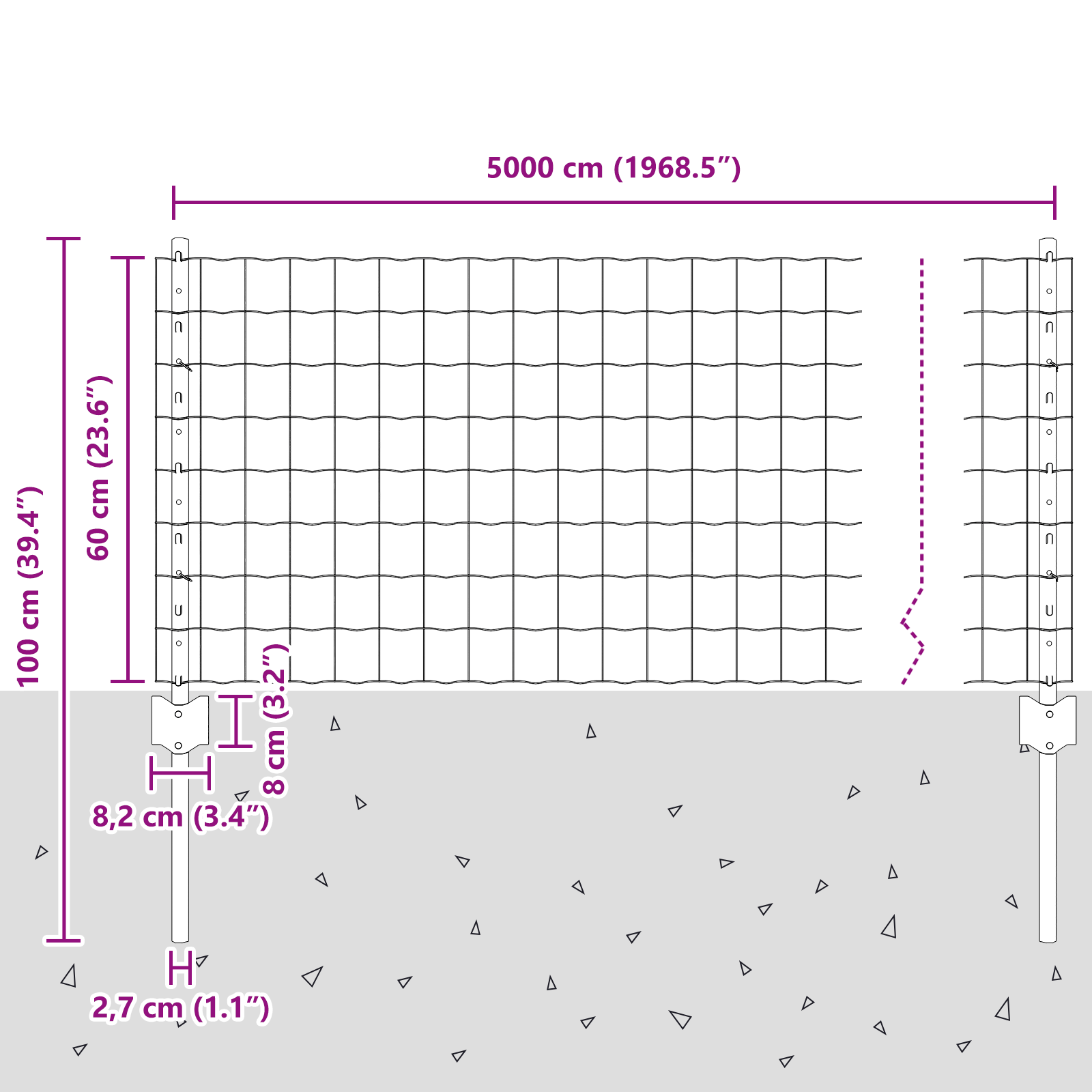 Euro Fence with 22 U Posts Silver 0,6x50 m Steel - Image 10