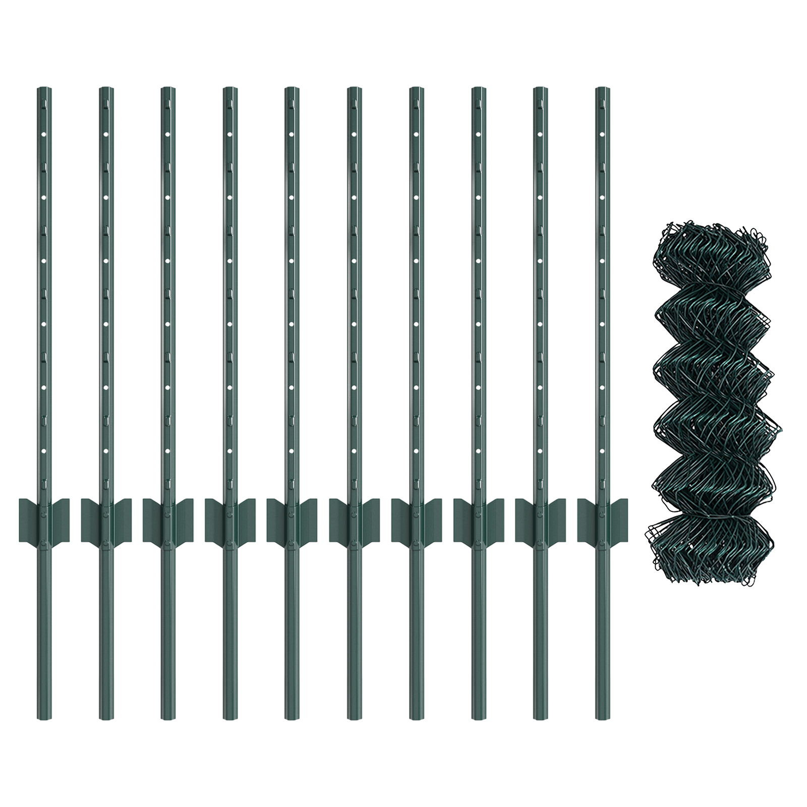 Chain Link Fence with 10 U Posts Green 0.6x10 m Steel - Image 4