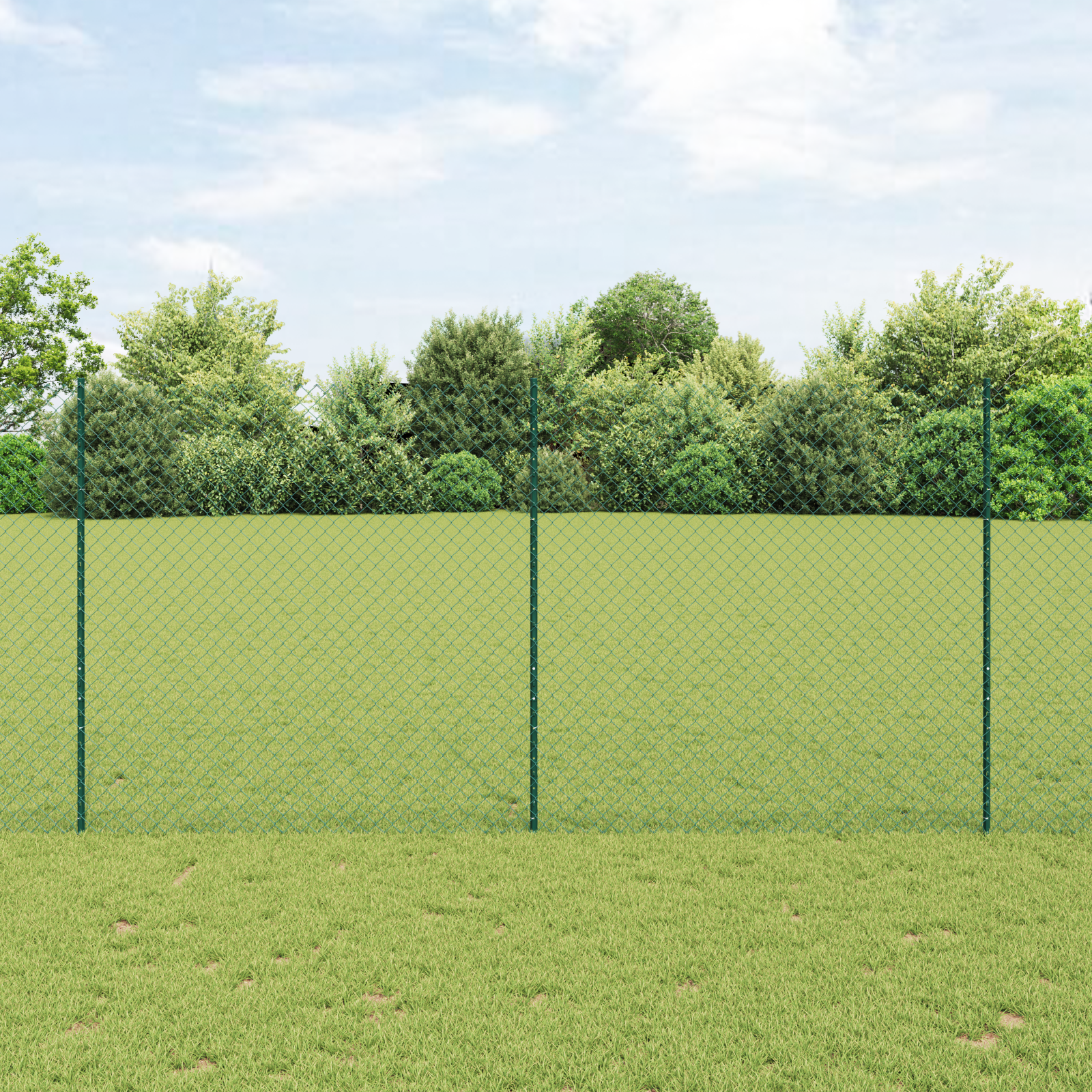 Chain Link Fence with 10 U Posts Green 1.5x10 m Steel