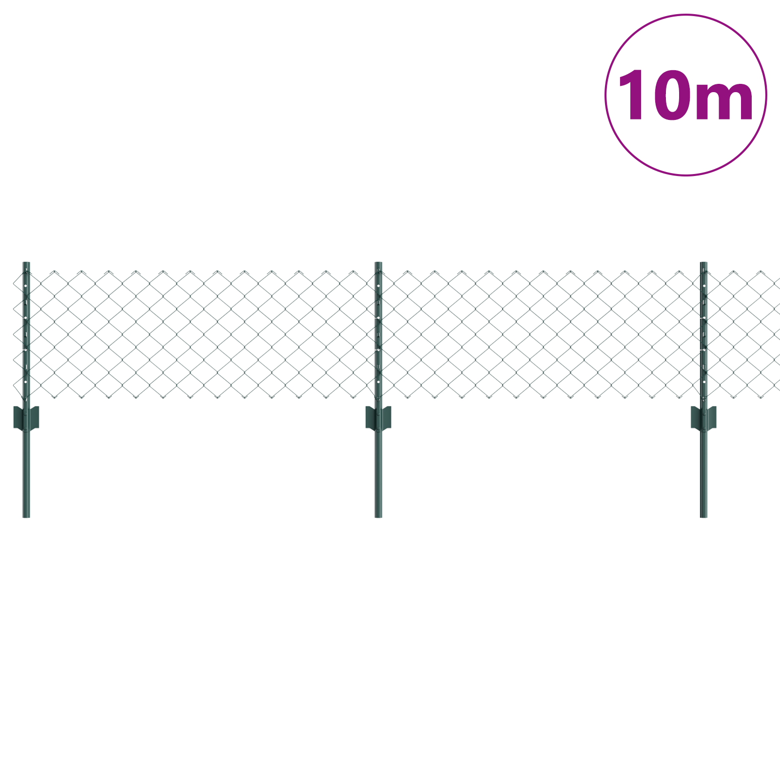 Chain Link Fence with 10 U Posts Green 0.4x10 m Steel - Image 3