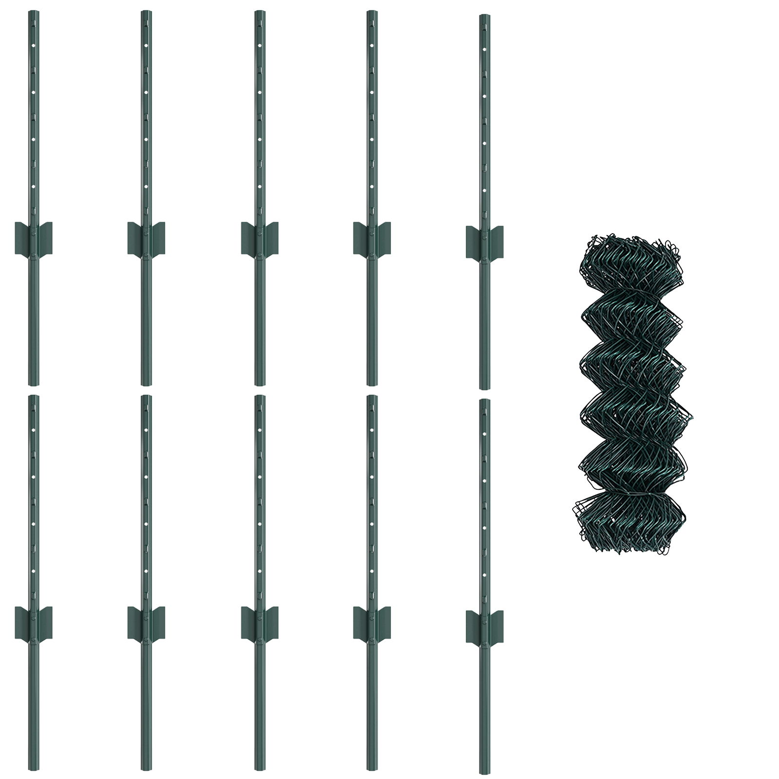 Chain Link Fence with 10 U Posts Green 0.4x10 m Steel - Image 4