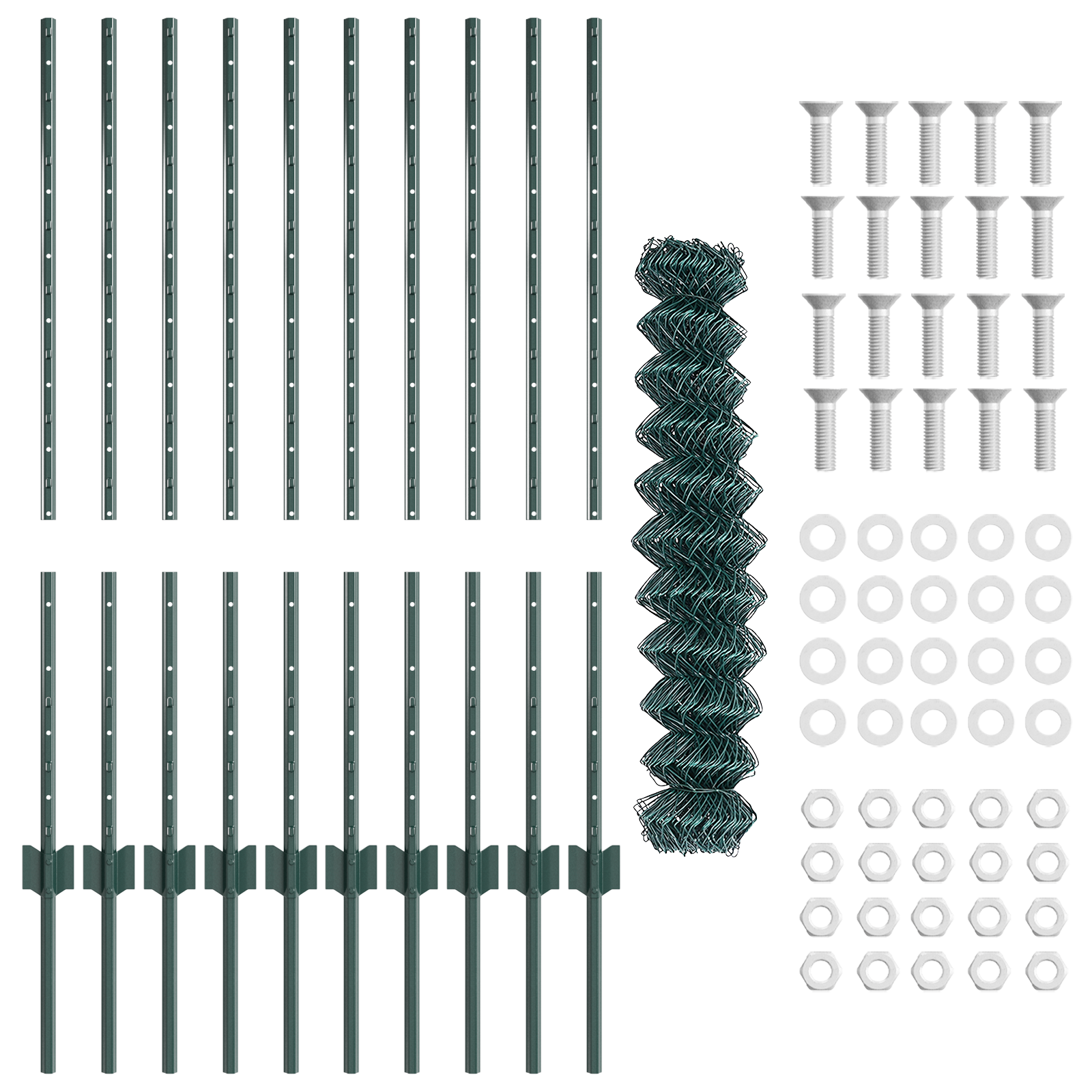 Chain Link Fence with 10 U Posts Green 1x10 m Steel - Image 4