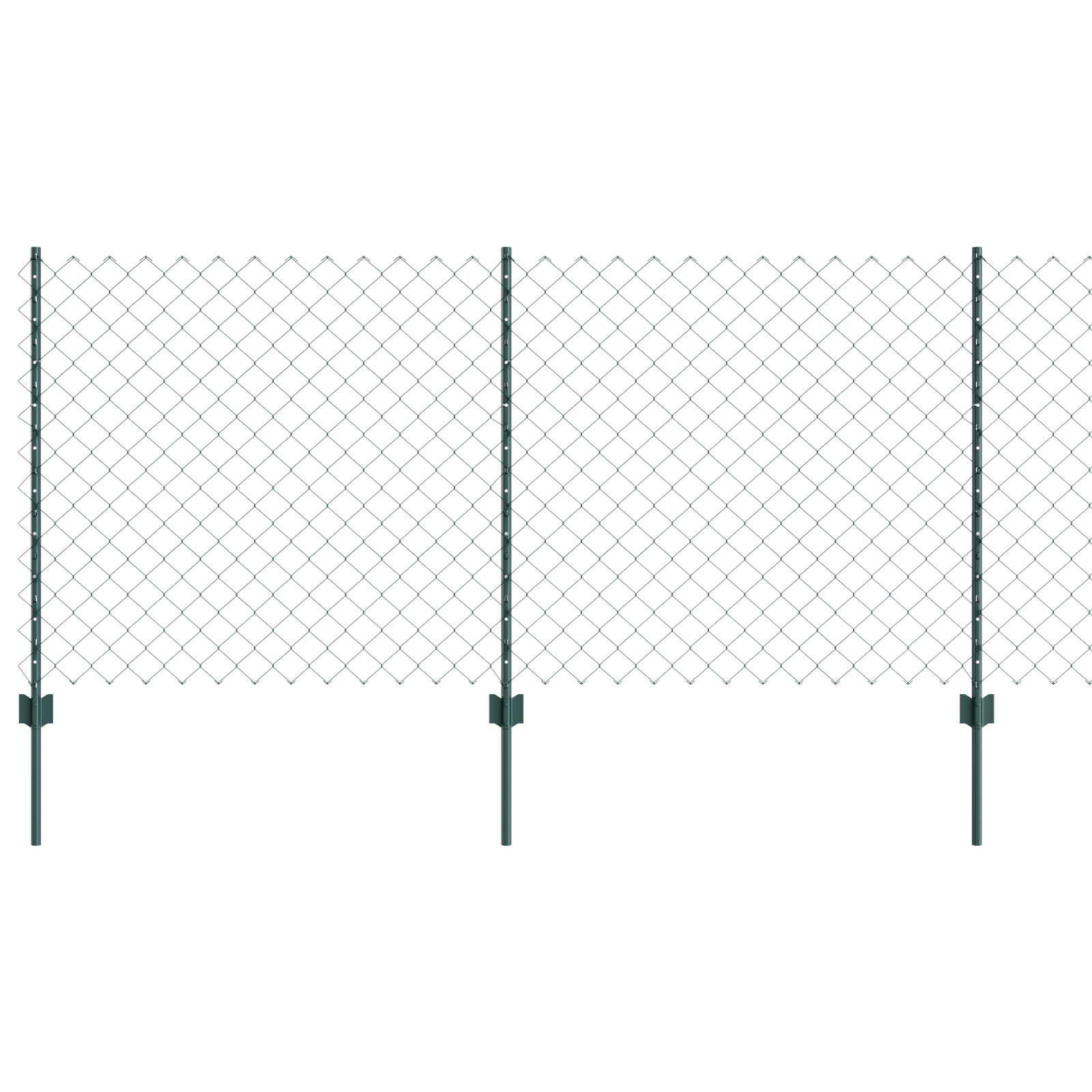 Chain Link Fence with 10 U Posts Green 1x10 m Steel - Image 2